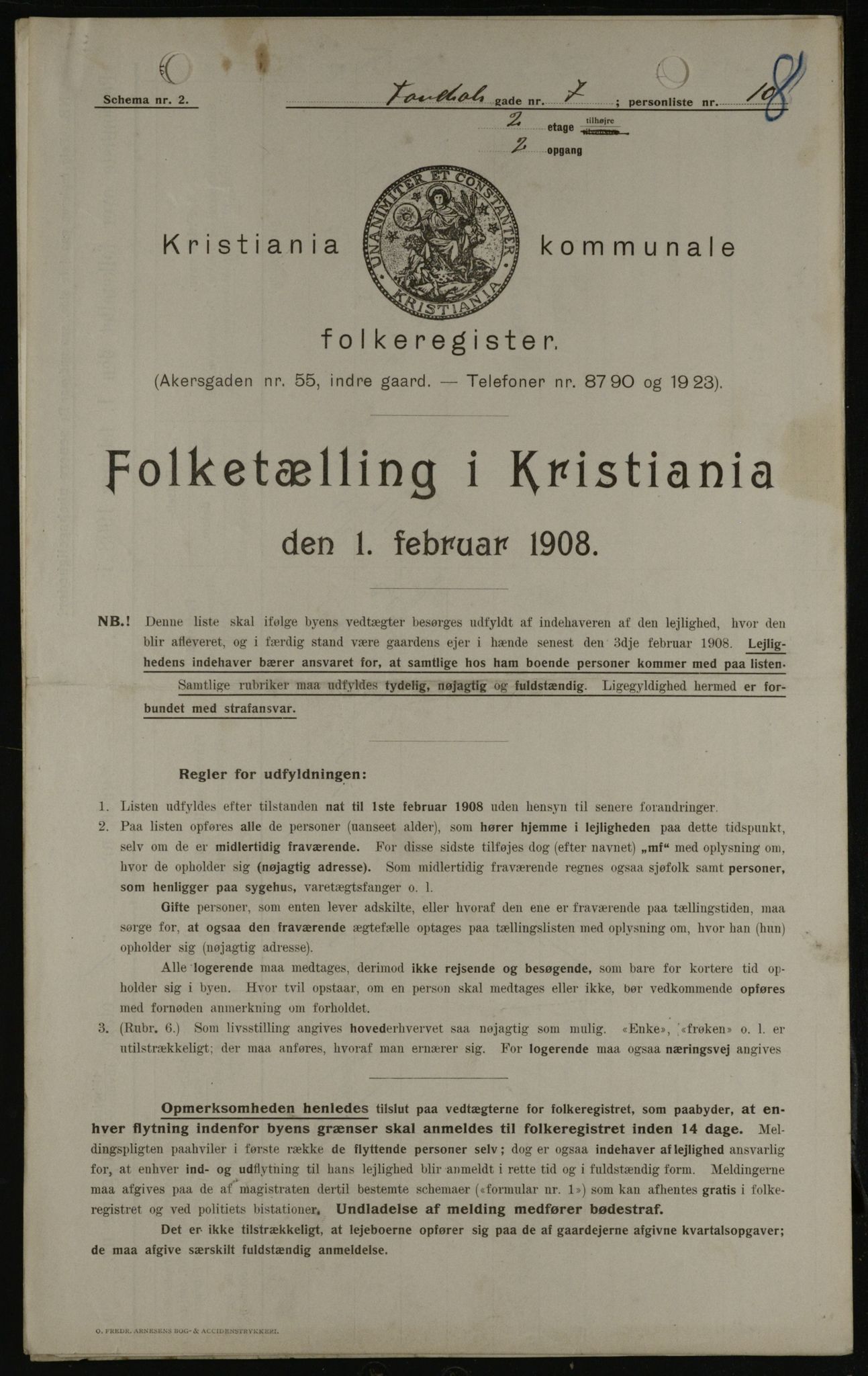 OBA, Municipal Census 1908 for Kristiania, 1908, p. 21699