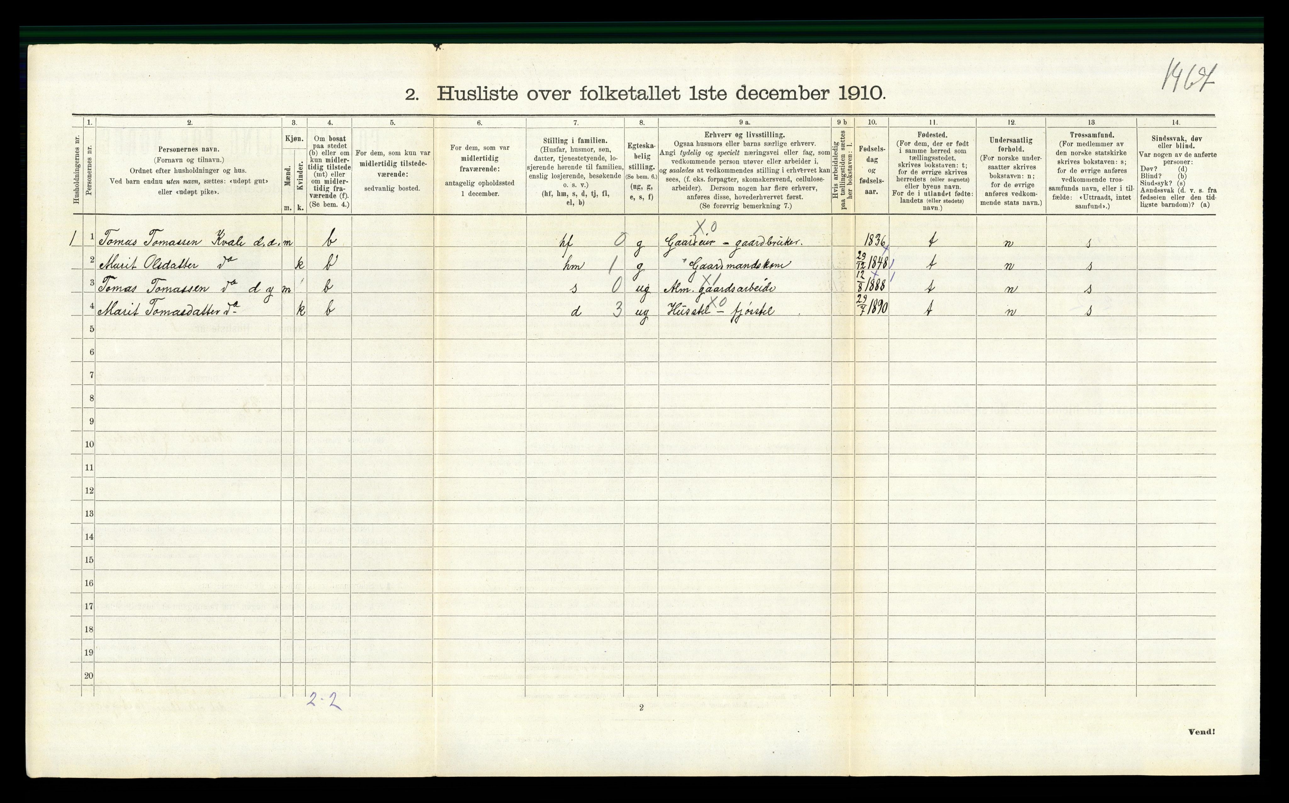 RA, 1910 census for Vang, 1910, p. 304