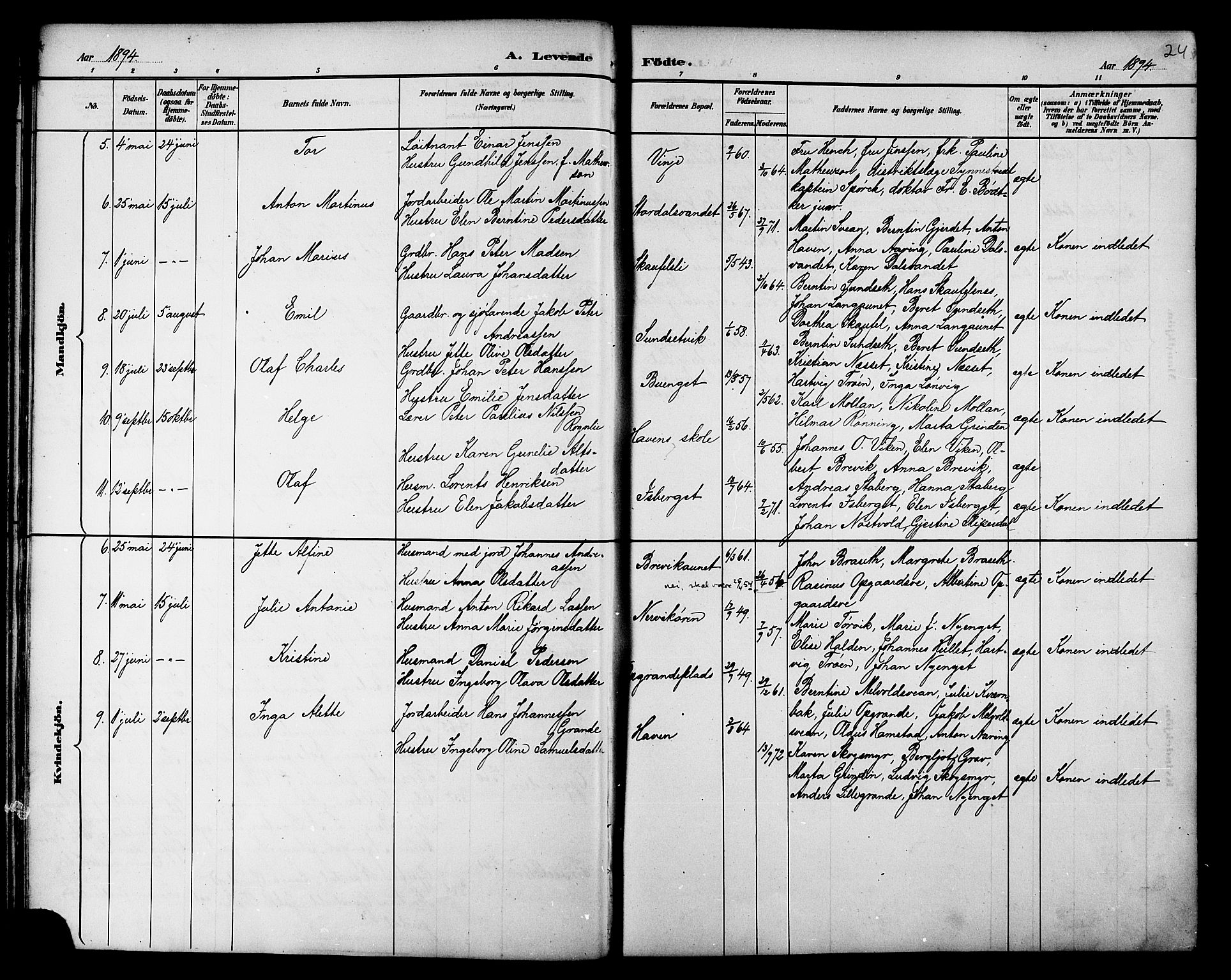 Ministerialprotokoller, klokkerbøker og fødselsregistre - Nord-Trøndelag, SAT/A-1458/733/L0327: Parish register (copy) no. 733C02, 1888-1918, p. 24