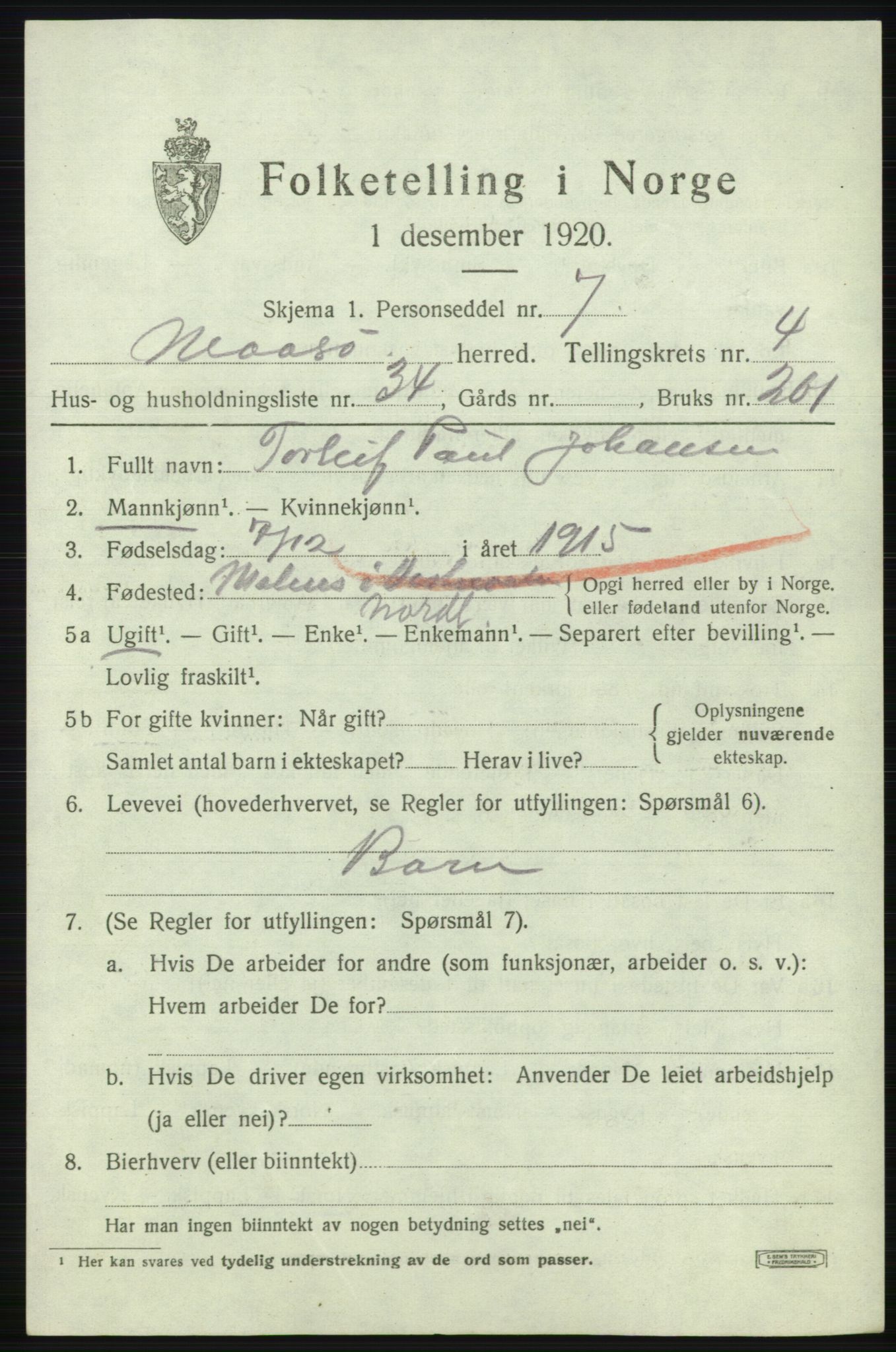 SATØ, 1920 census for Måsøy, 1920, p. 2216