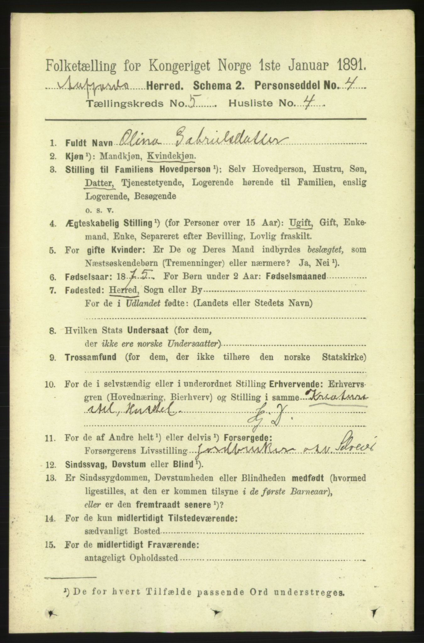 RA, 1891 census for 1630 Åfjord, 1891, p. 1212