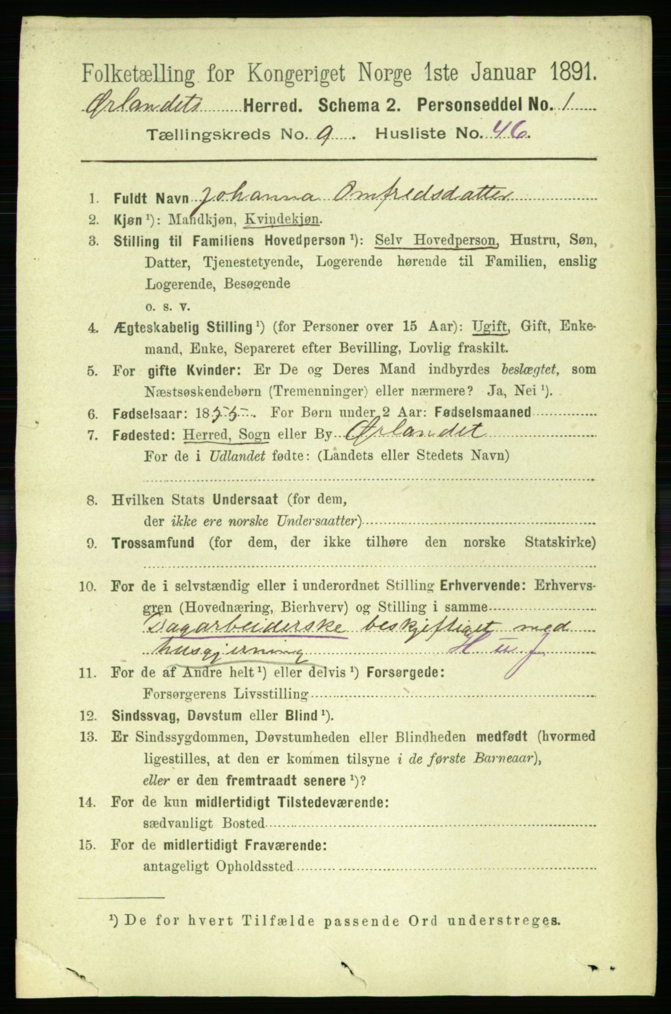 RA, 1891 census for 1621 Ørland, 1891, p. 4098