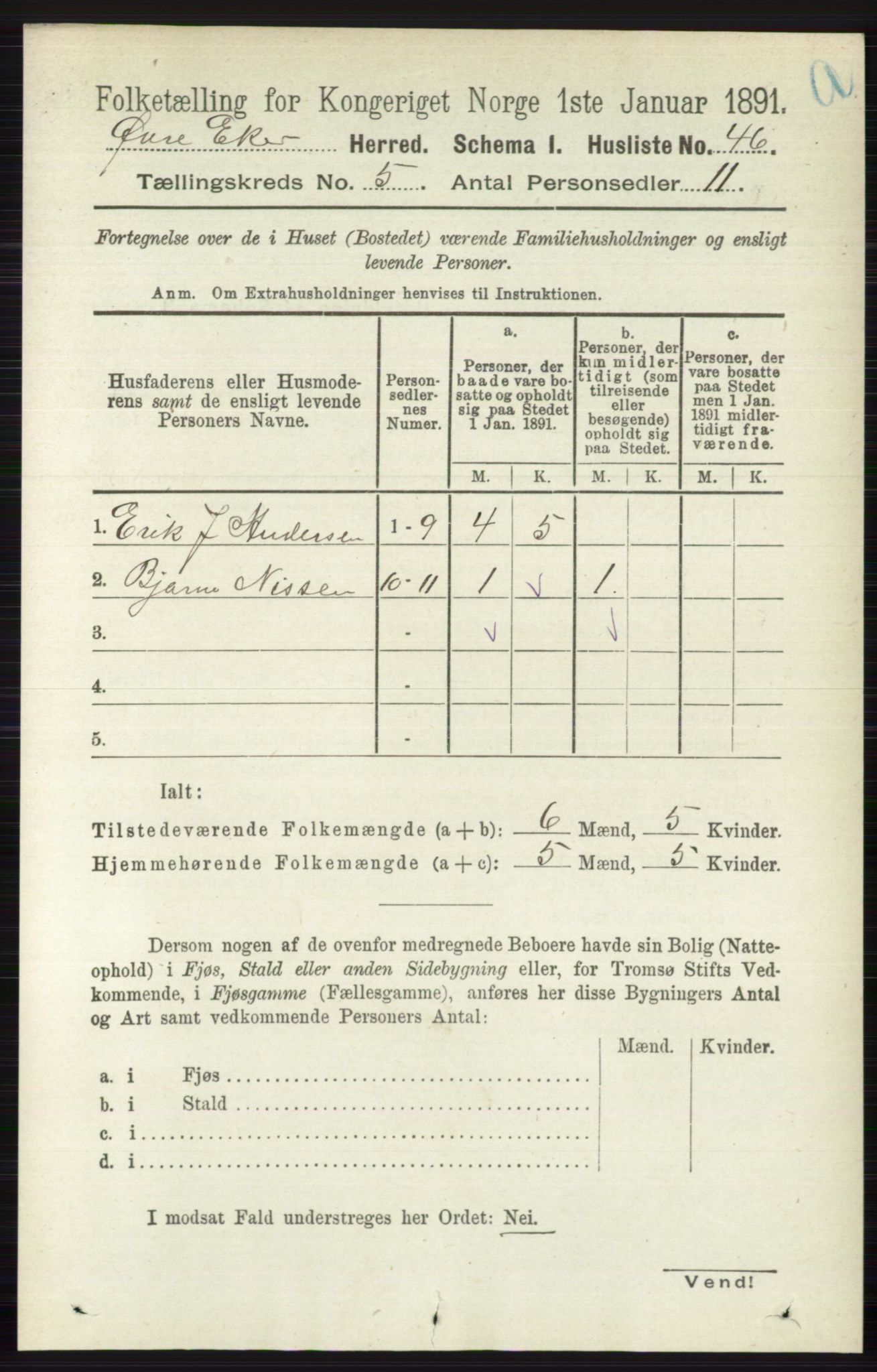 RA, 1891 census for 0624 Øvre Eiker, 1891, p. 1820