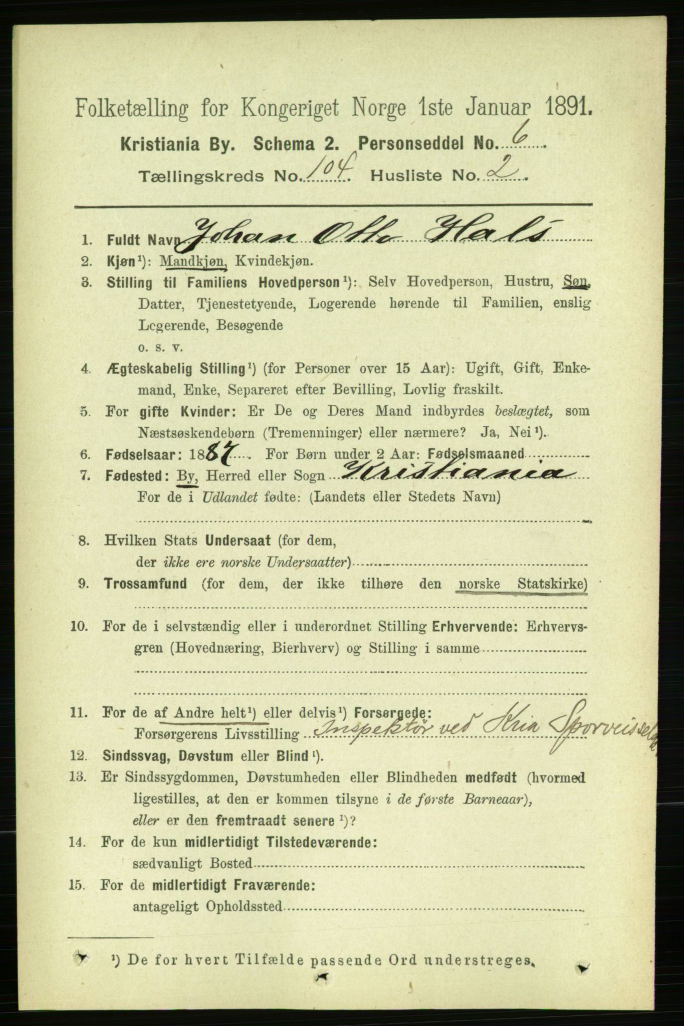 RA, 1891 census for 0301 Kristiania, 1891, p. 52287