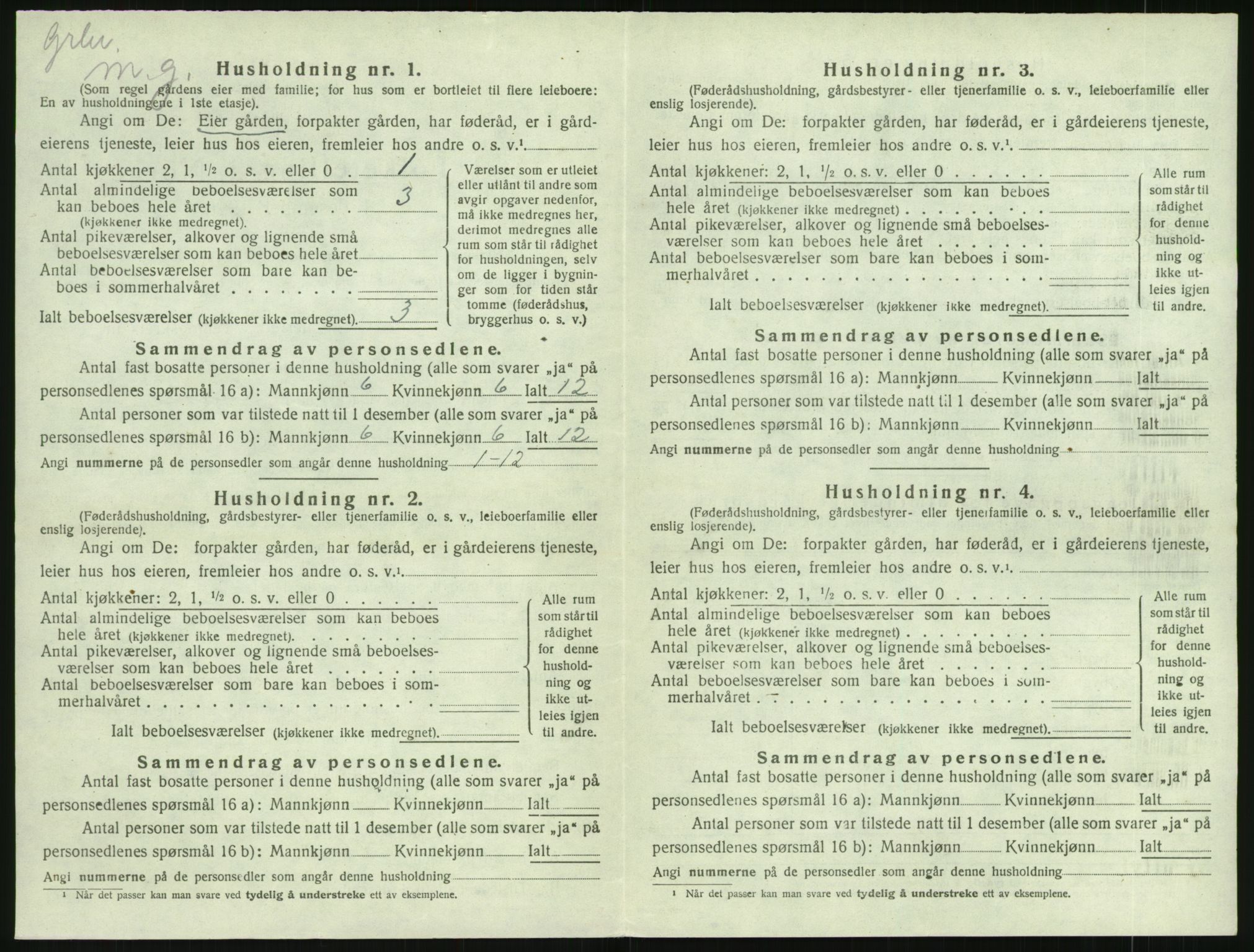 SAK, 1920 census for Åmli, 1920, p. 296