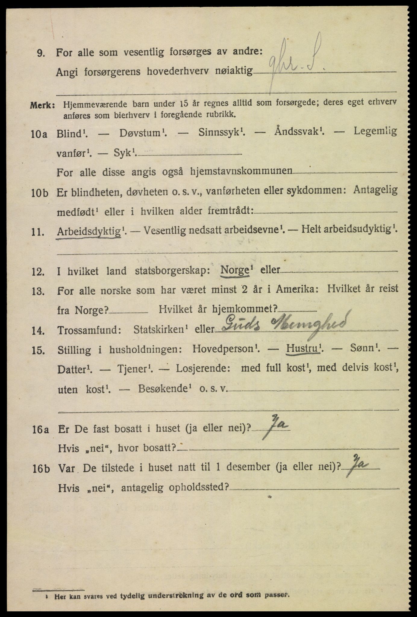 SAK, 1920 census for Vegårshei, 1920, p. 1905