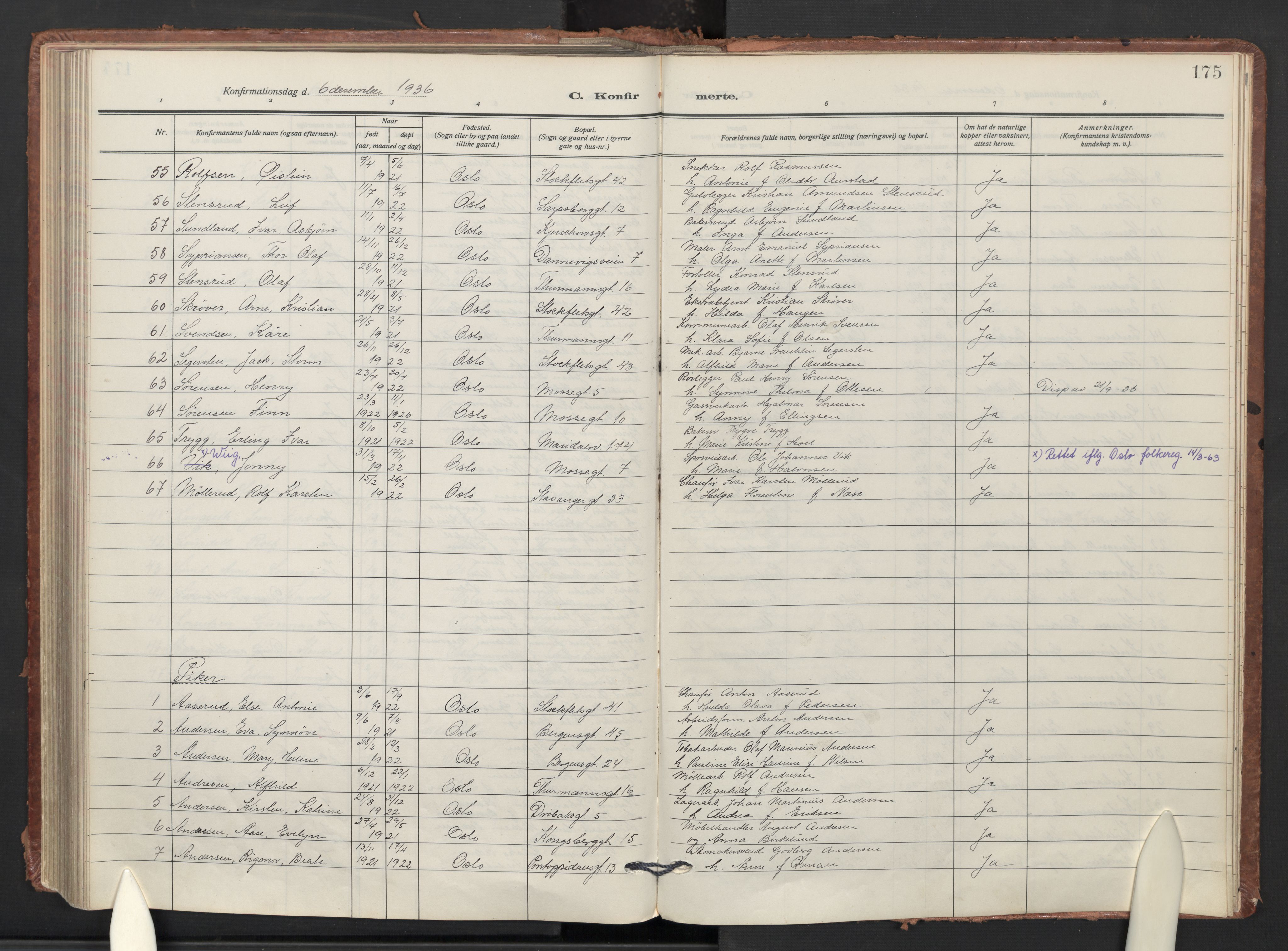 Sagene prestekontor Kirkebøker, SAO/A-10796/F/L0014: Parish register (official) no. 14, 1926-1938, p. 175