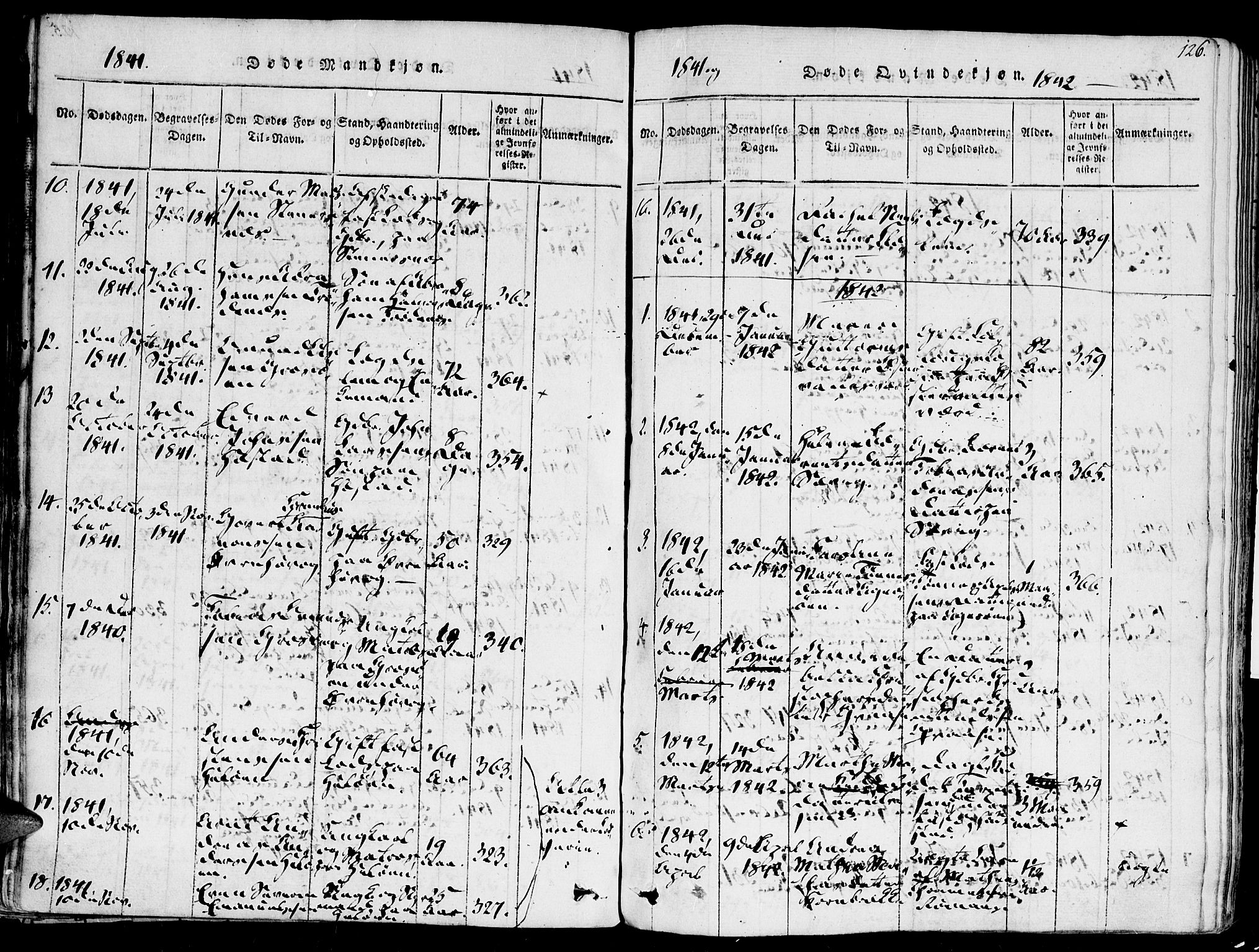 Høvåg sokneprestkontor, SAK/1111-0025/F/Fa/L0001: Parish register (official) no. A 1, 1816-1843, p. 126