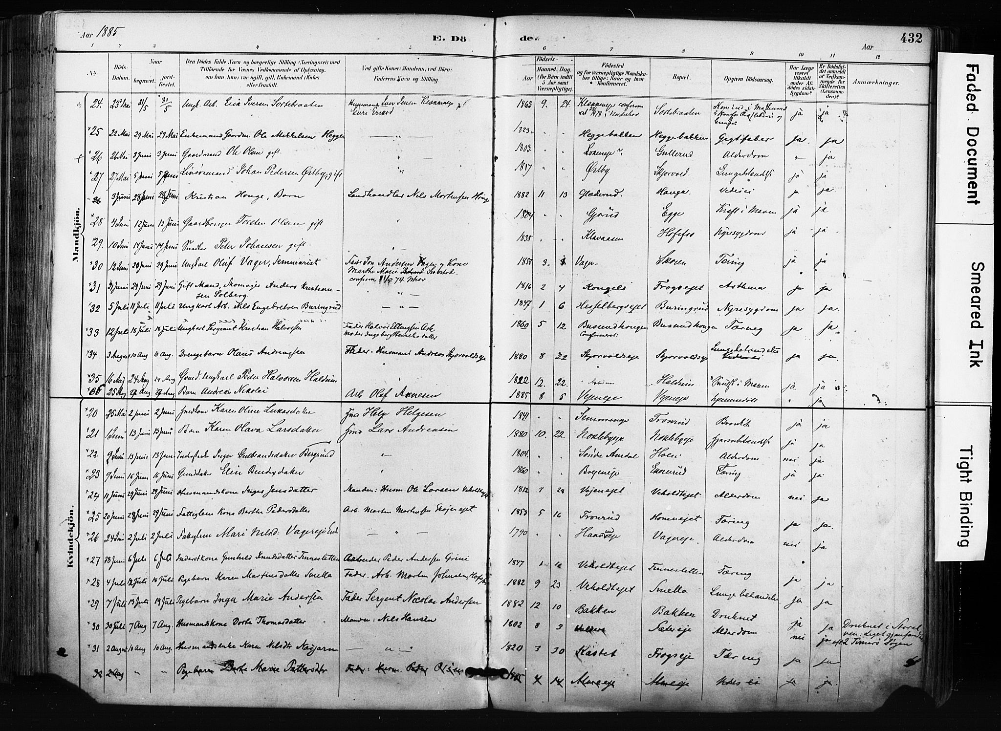 Norderhov kirkebøker, AV/SAKO-A-237/F/Fa/L0016: Parish register (official) no. 16, 1885-1902, p. 432