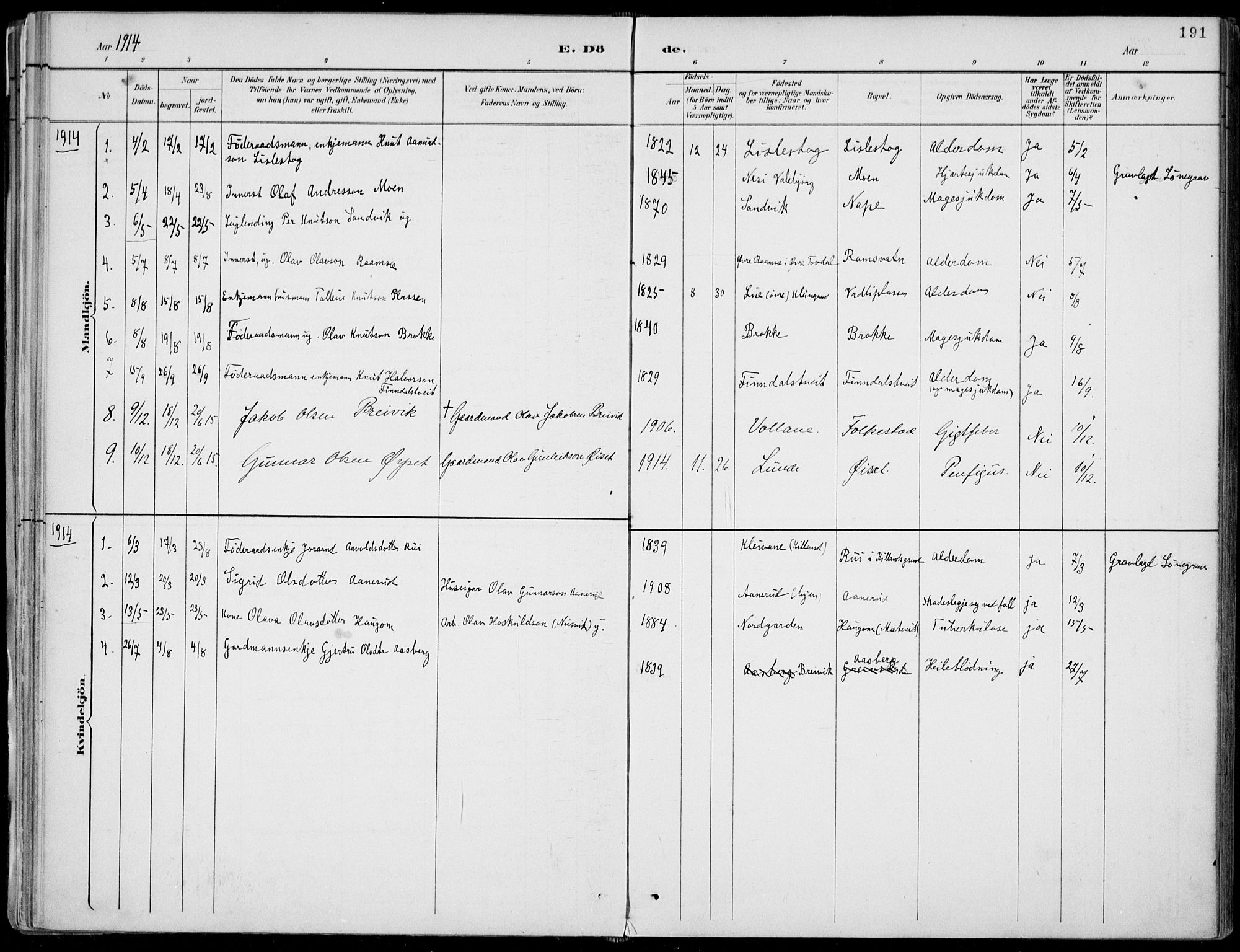 Fyresdal kirkebøker, SAKO/A-263/F/Fa/L0007: Parish register (official) no. I 7, 1887-1914, p. 191
