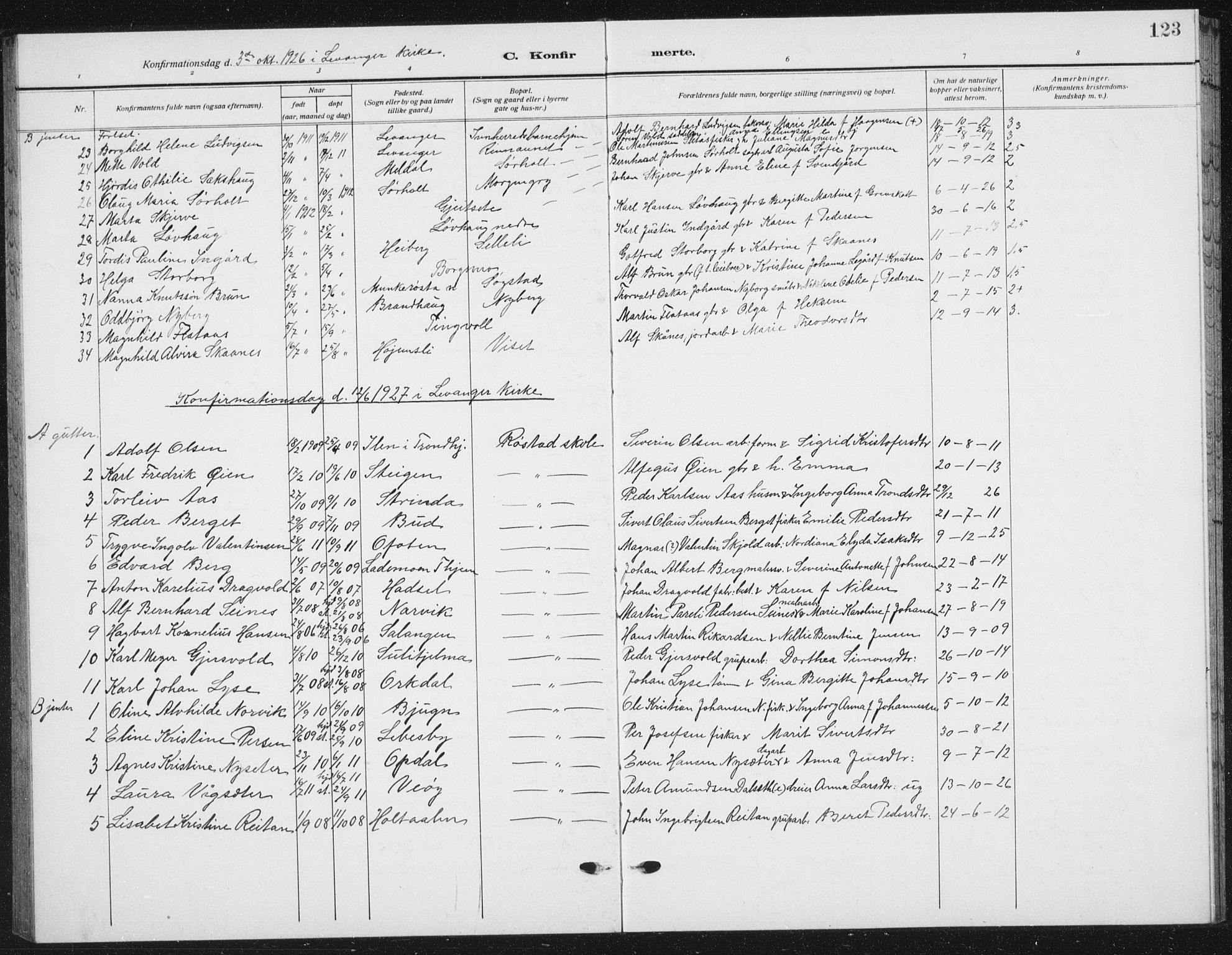 Ministerialprotokoller, klokkerbøker og fødselsregistre - Nord-Trøndelag, SAT/A-1458/721/L0209: Parish register (copy) no. 721C02, 1918-1940, p. 123