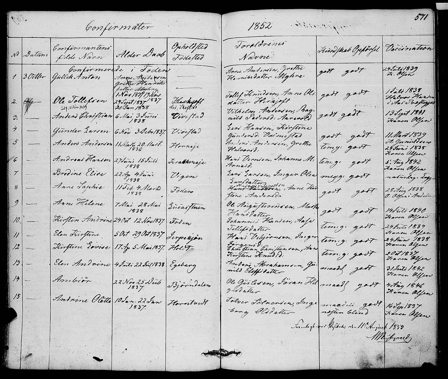 Ramnes kirkebøker, AV/SAKO-A-314/F/Fa/L0005: Parish register (official) no. I 5, 1841-1861, p. 570-571