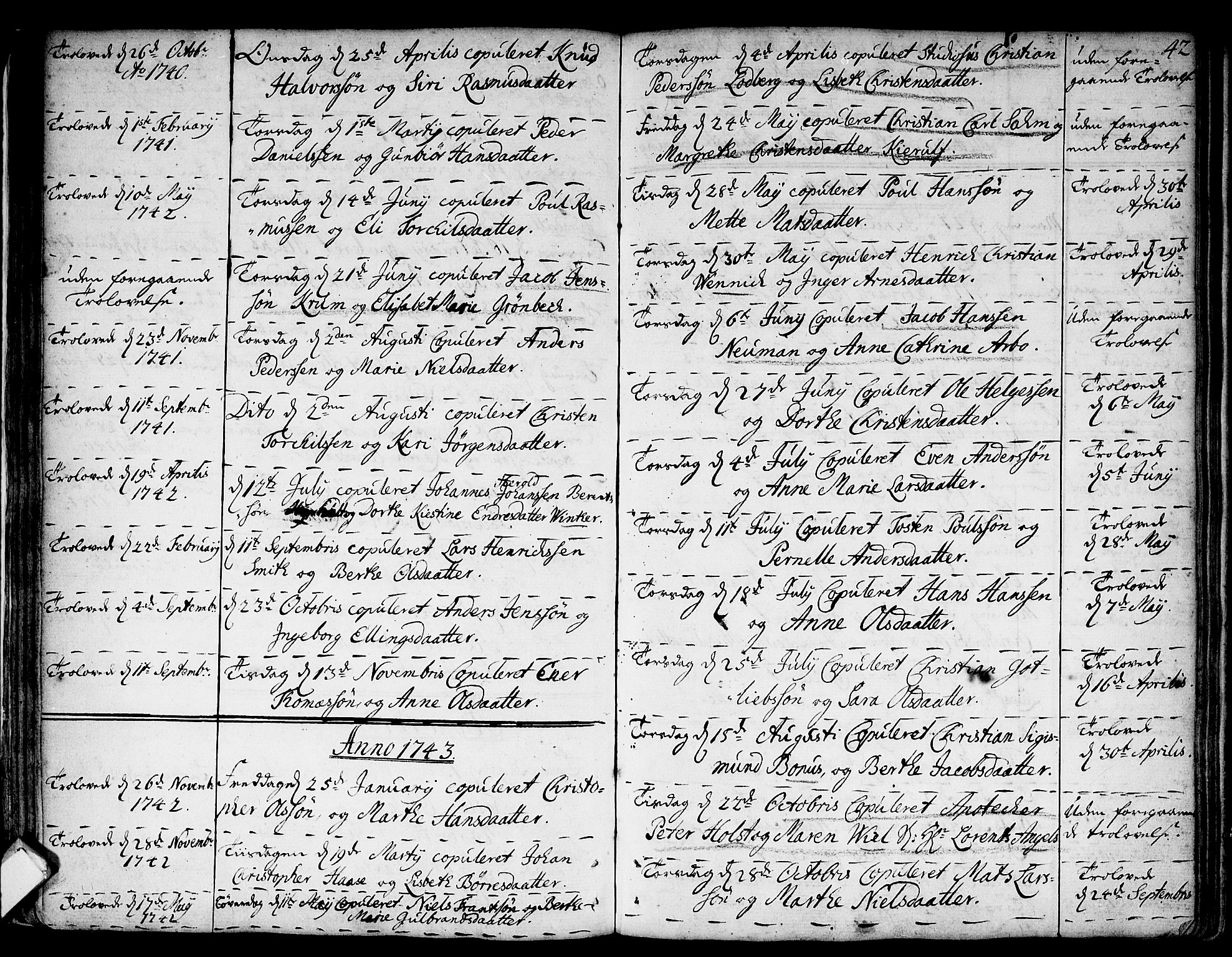 Strømsø kirkebøker, SAKO/A-246/F/Fa/L0007: Parish register (official) no. I 7, 1739-1751, p. 42