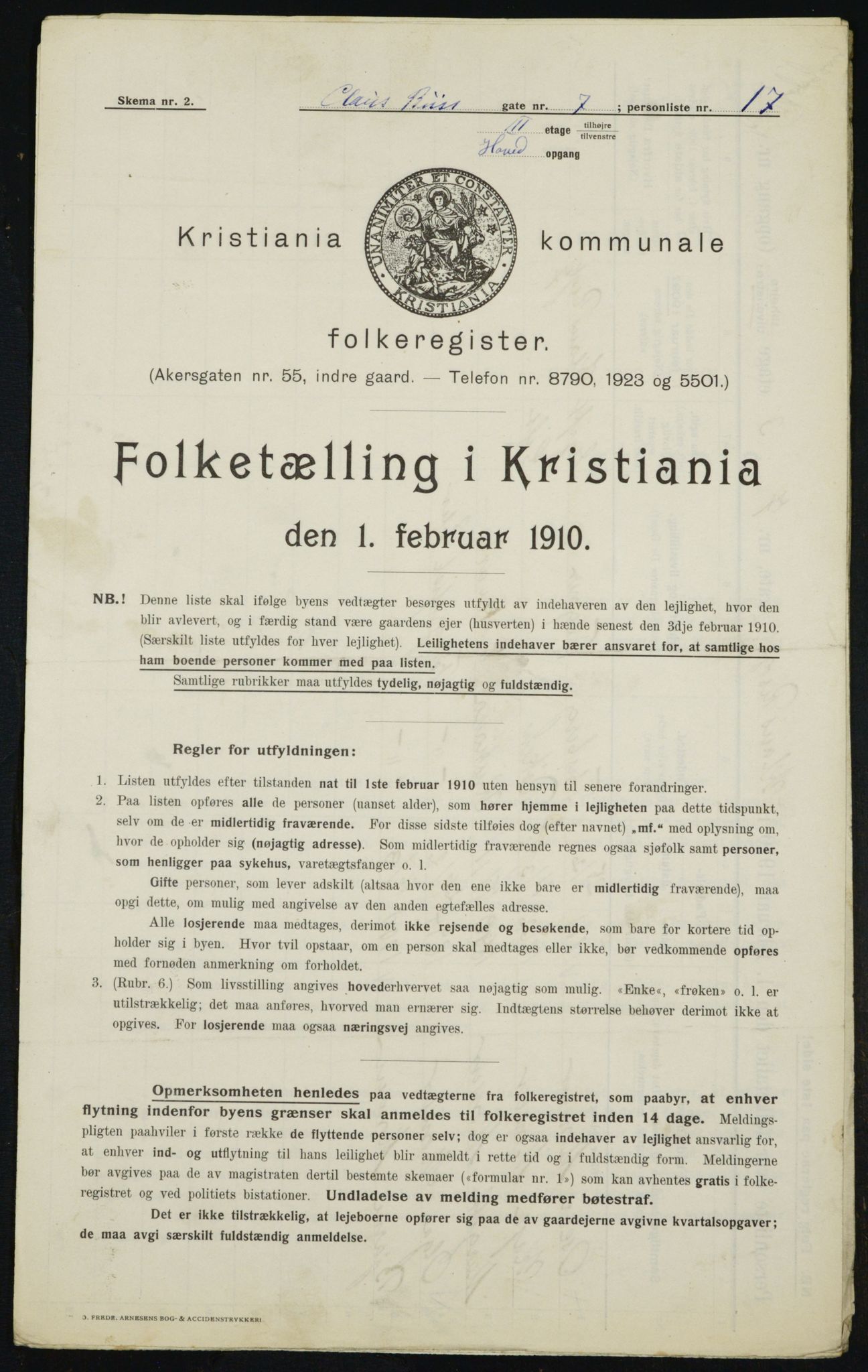 OBA, Municipal Census 1910 for Kristiania, 1910, p. 12216