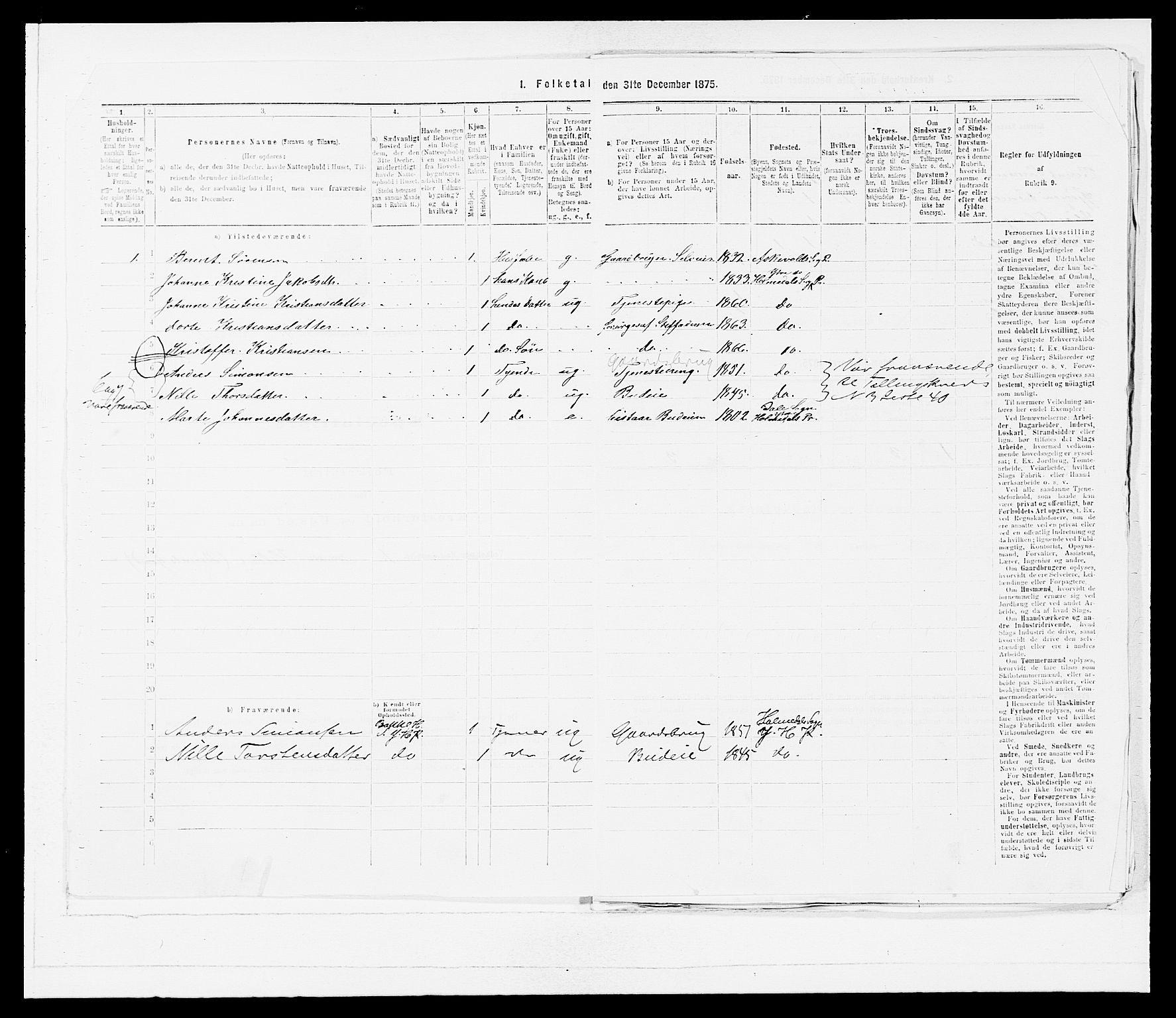 SAB, 1875 census for 1429P Ytre Holmedal, 1875, p. 50