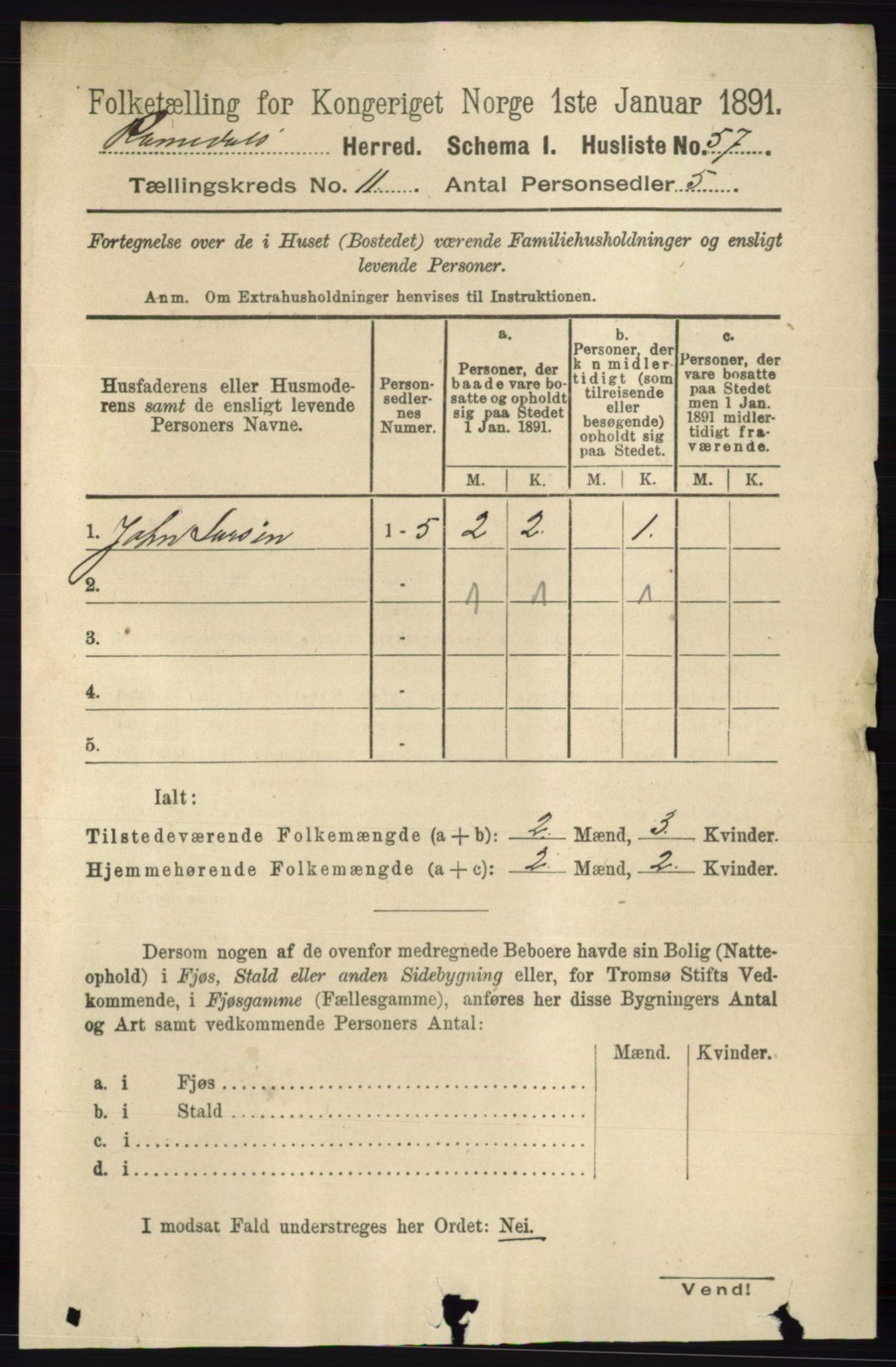 RA, 1891 census for 0416 Romedal, 1891, p. 5398