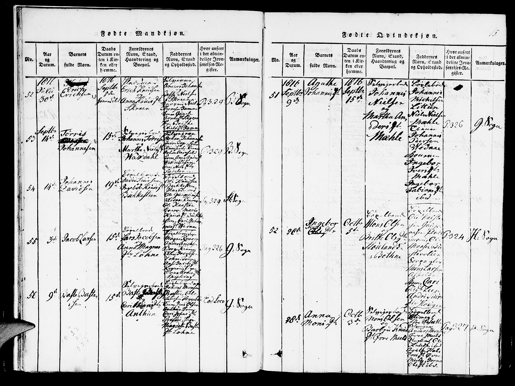 Haus sokneprestembete, AV/SAB-A-75601/H/Haa: Parish register (official) no. A 12, 1816-1821, p. 15