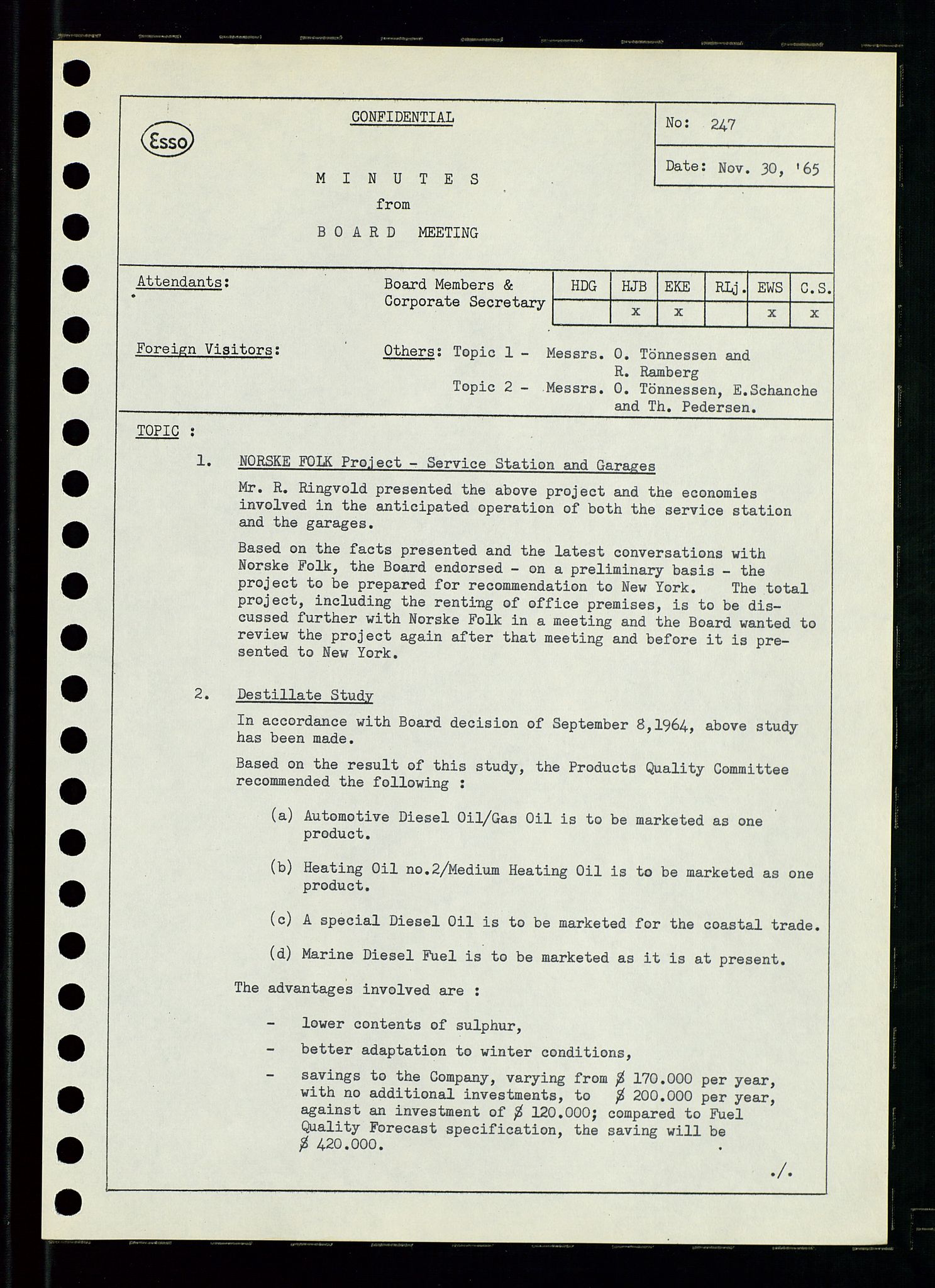 Pa 0982 - Esso Norge A/S, SAST/A-100448/A/Aa/L0002/0001: Den administrerende direksjon Board minutes (styrereferater) / Den administrerende direksjon Board minutes (styrereferater), 1965, p. 15