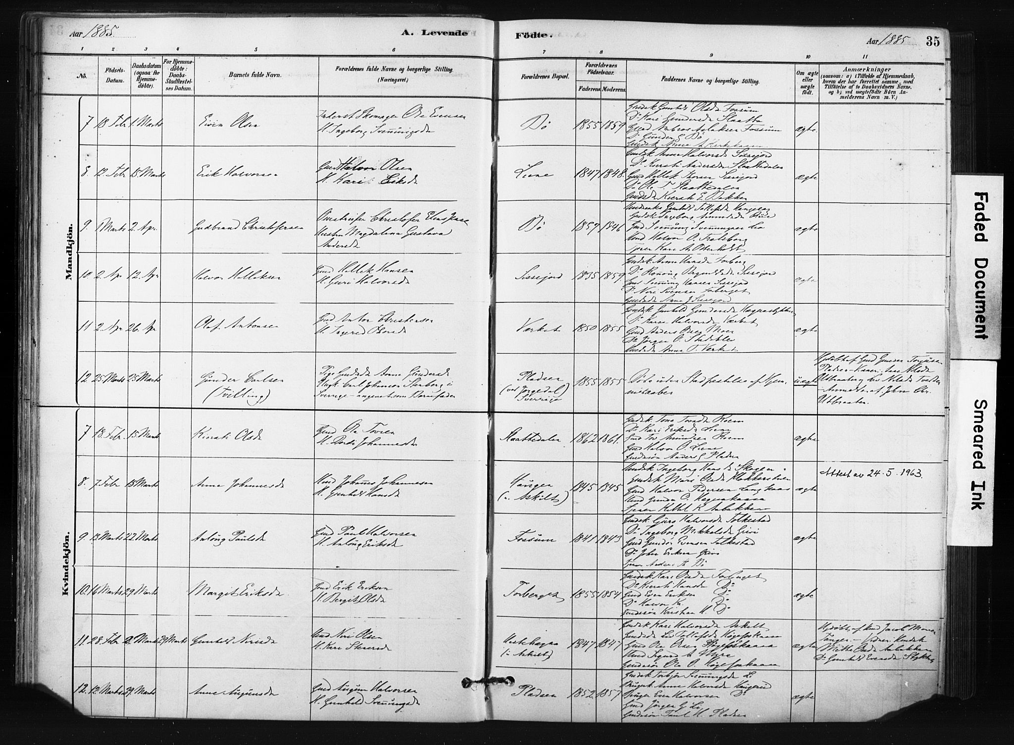 Bø kirkebøker, SAKO/A-257/F/Fa/L0010: Parish register (official) no. 10, 1880-1892, p. 35
