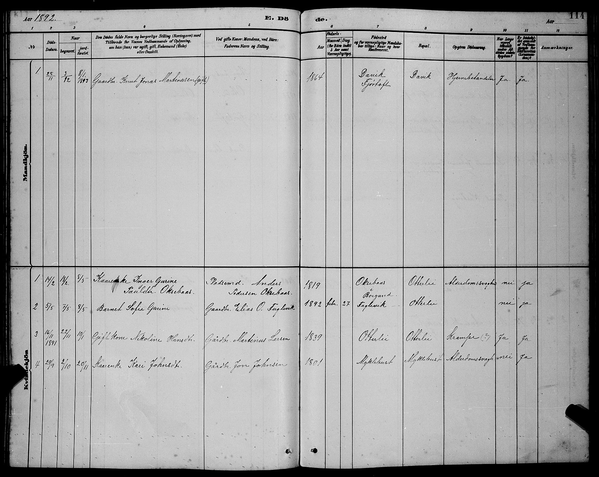 Ministerialprotokoller, klokkerbøker og fødselsregistre - Møre og Romsdal, SAT/A-1454/538/L0523: Parish register (copy) no. 538C01, 1881-1900, p. 114