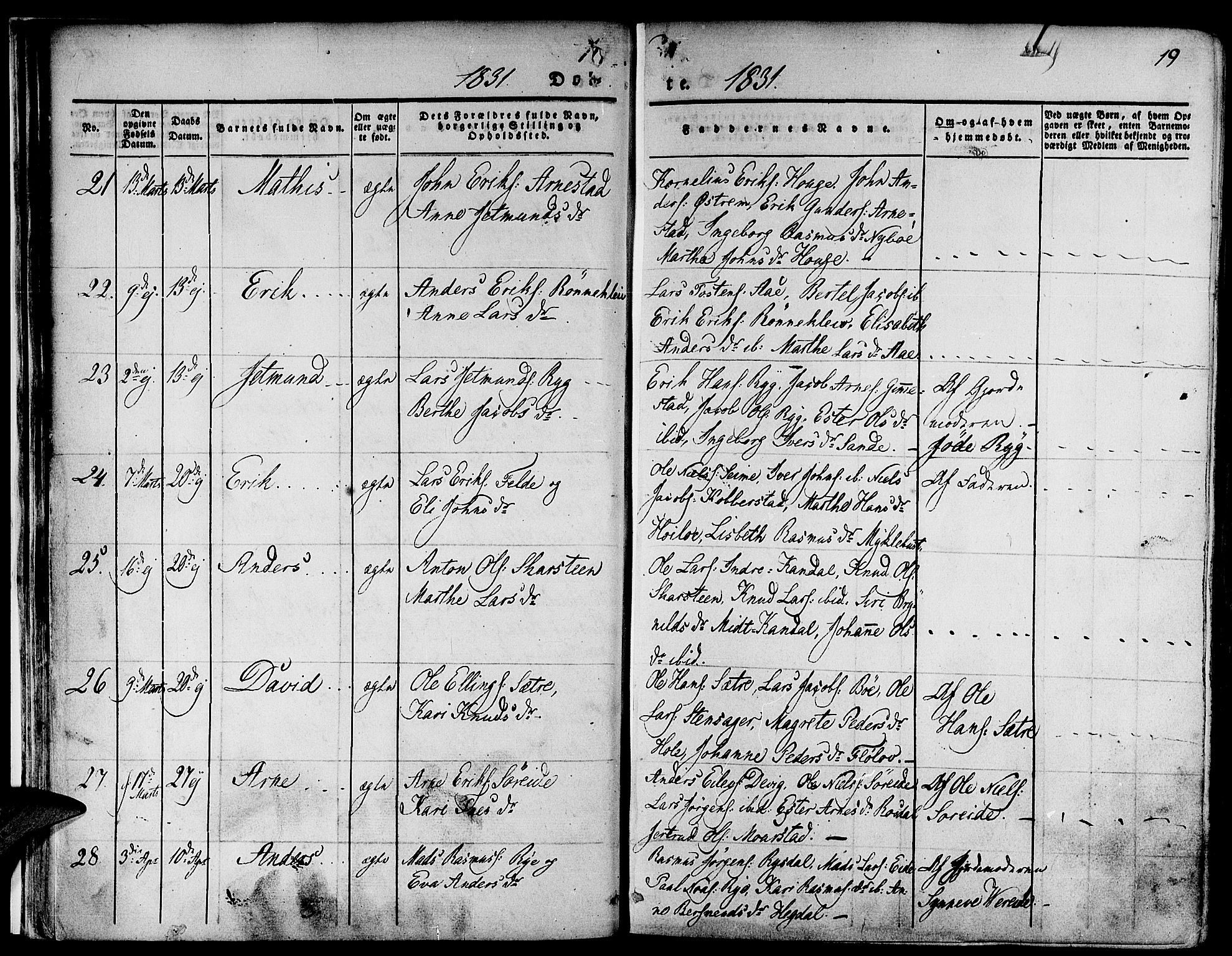 Gloppen sokneprestembete, AV/SAB-A-80101/H/Haa/Haaa/L0007: Parish register (official) no. A 7, 1827-1837, p. 19