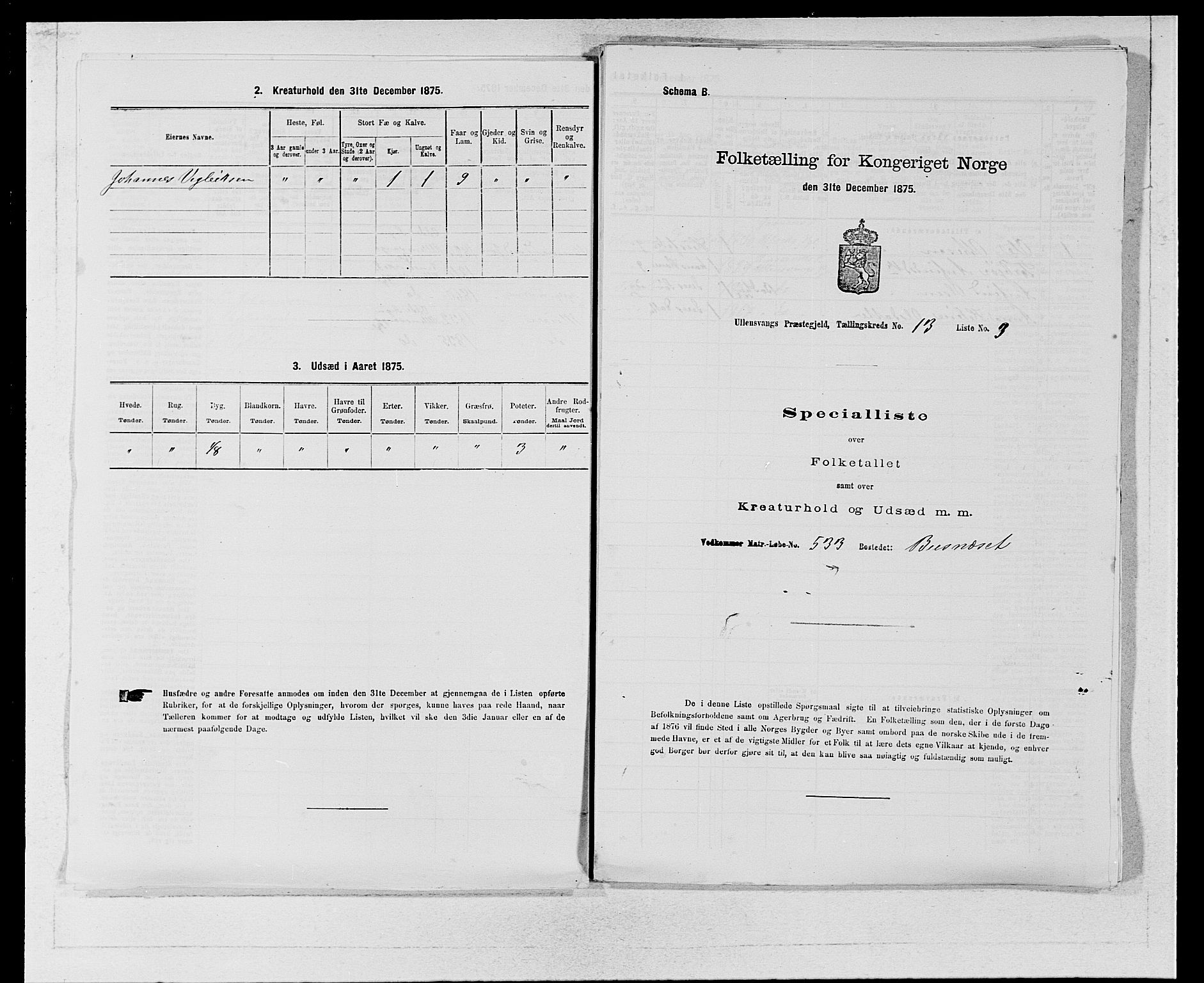 SAB, 1875 census for 1230P Ullensvang, 1875, p. 1332