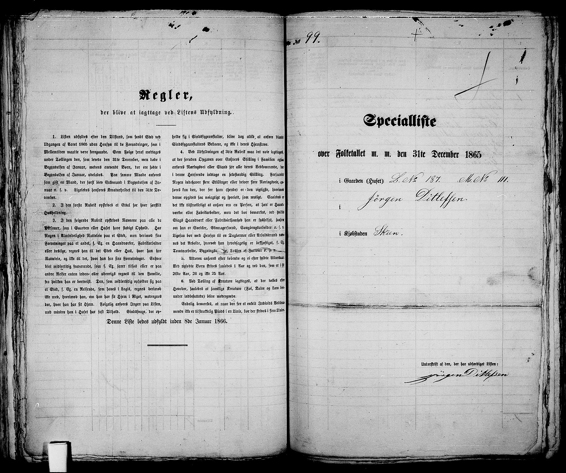 RA, 1865 census for Skien, 1865, p. 209