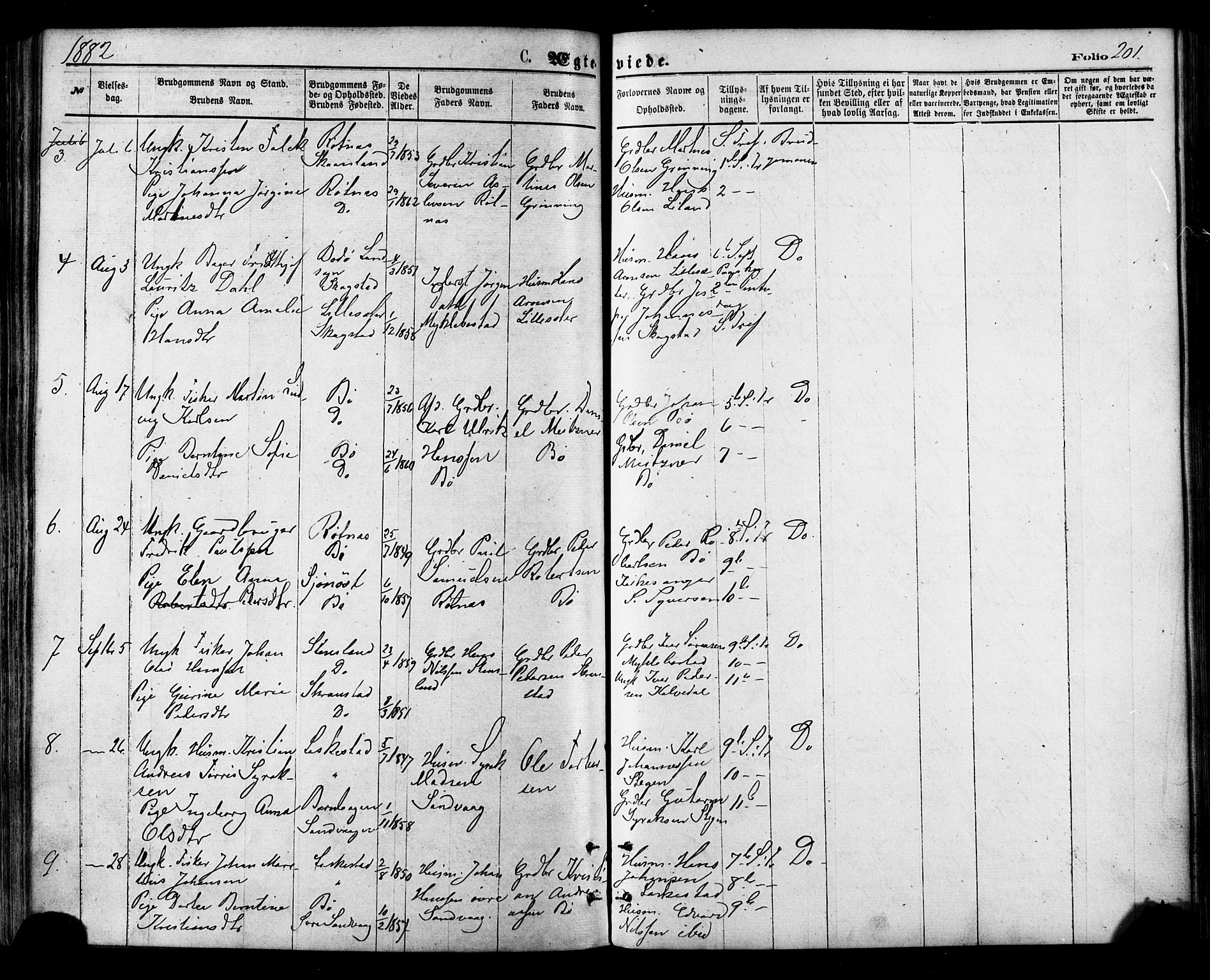 Ministerialprotokoller, klokkerbøker og fødselsregistre - Nordland, AV/SAT-A-1459/855/L0802: Parish register (official) no. 855A10, 1875-1886, p. 201