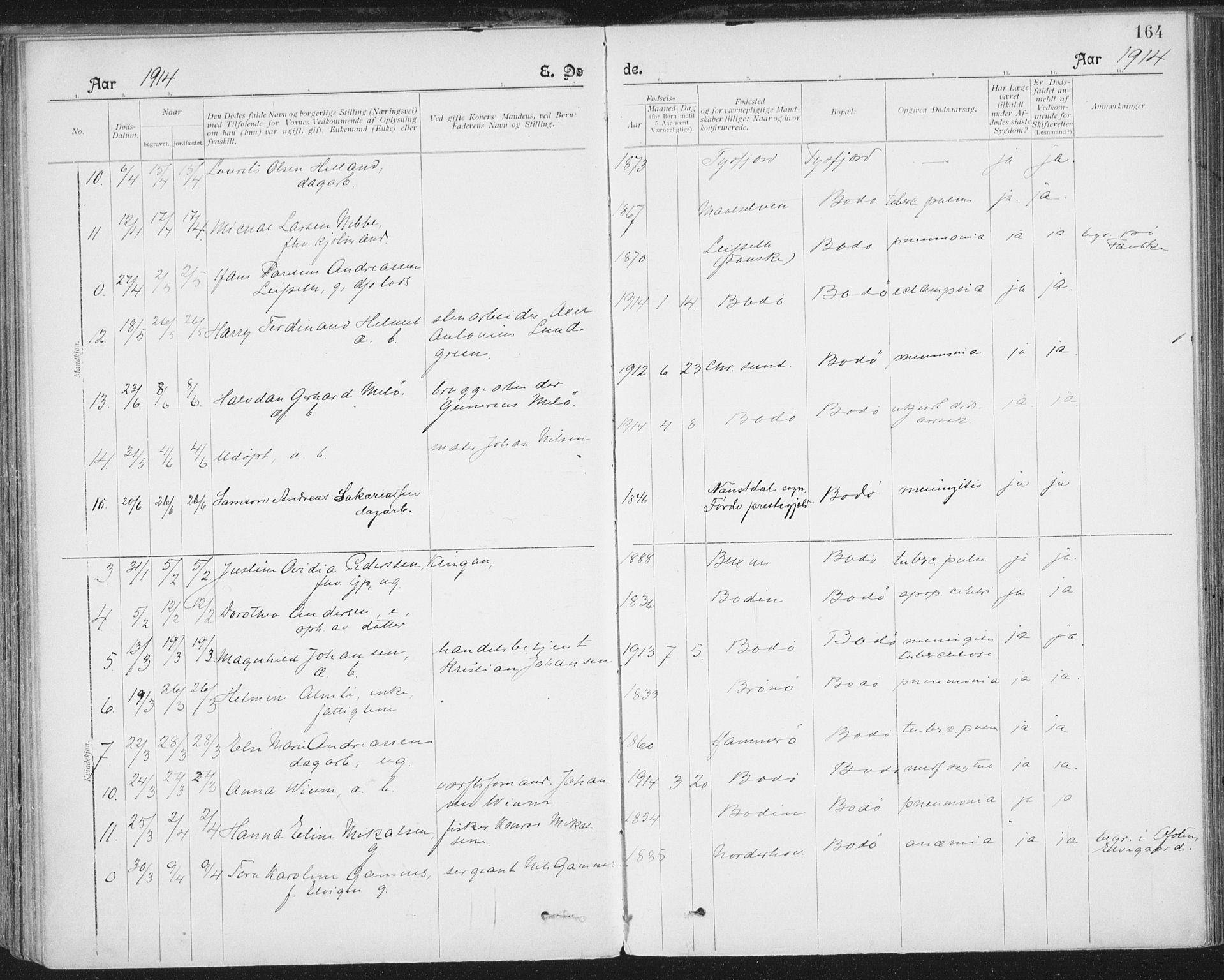 Ministerialprotokoller, klokkerbøker og fødselsregistre - Nordland, SAT/A-1459/801/L0012: Parish register (official) no. 801A12, 1900-1916, p. 164