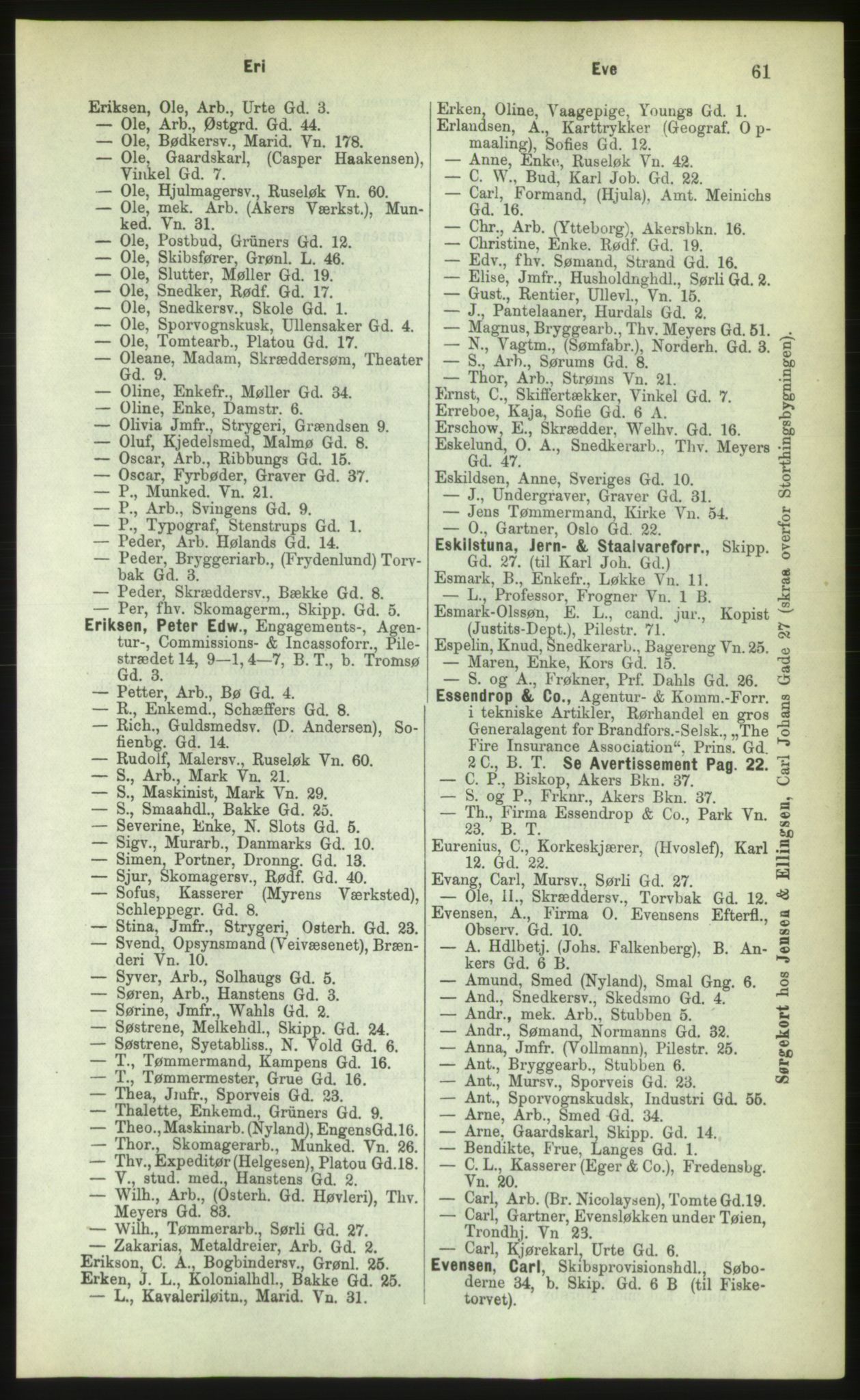 Kristiania/Oslo adressebok, PUBL/-, 1883, p. 61