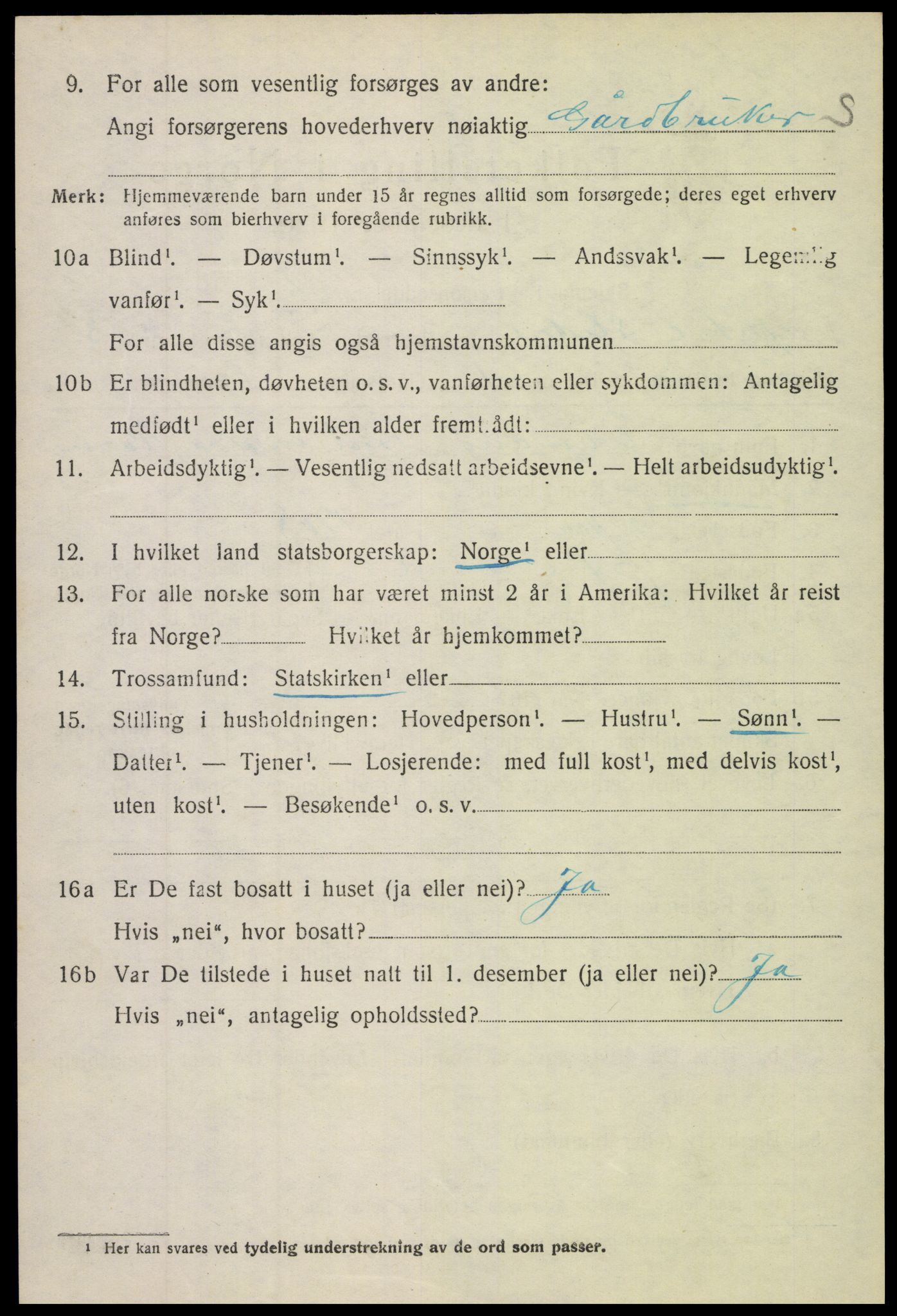 SAH, 1920 census for Øystre Slidre, 1920, p. 2176