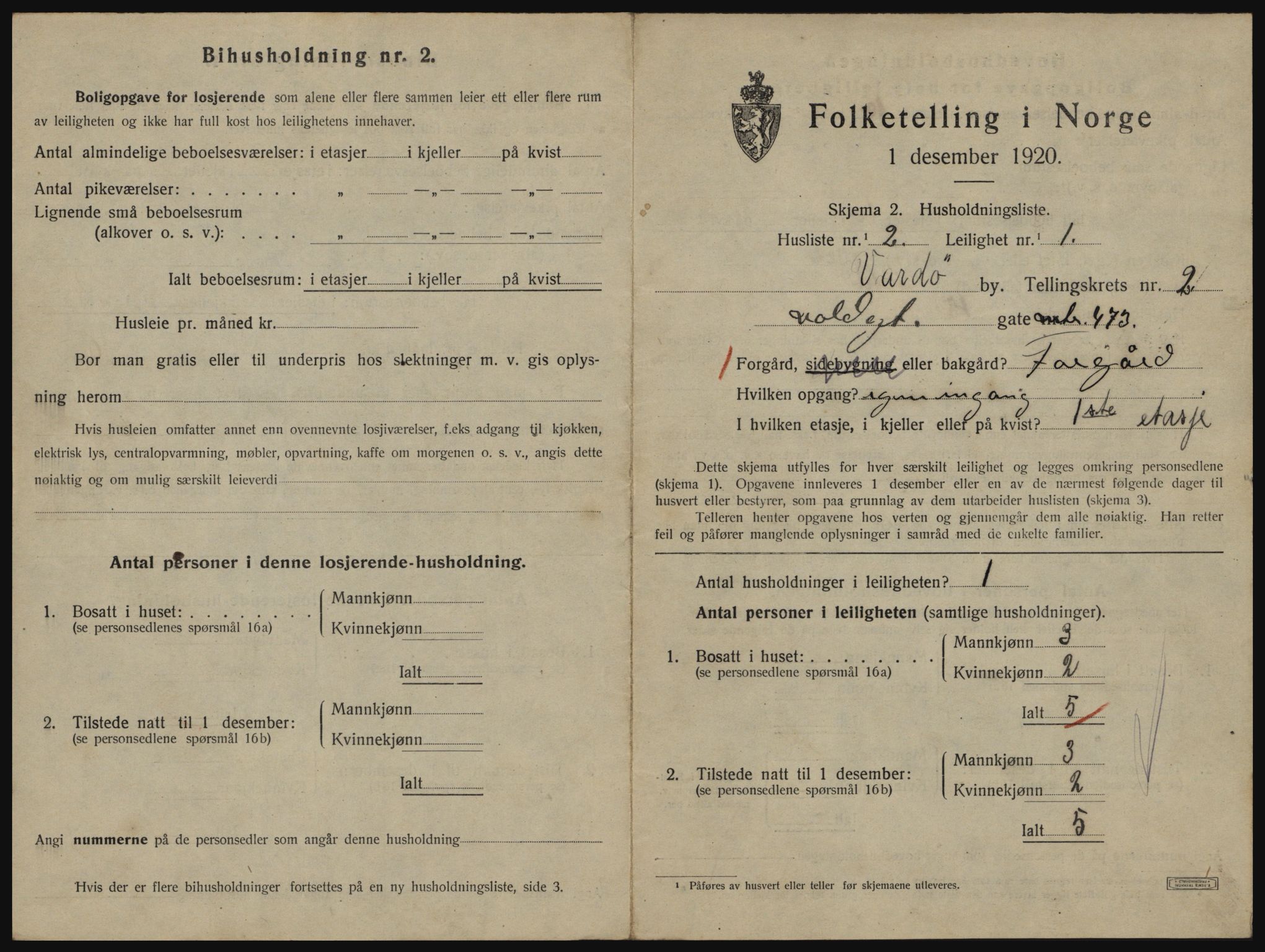 SATØ, 1920 census for Vardø, 1920, p. 1681