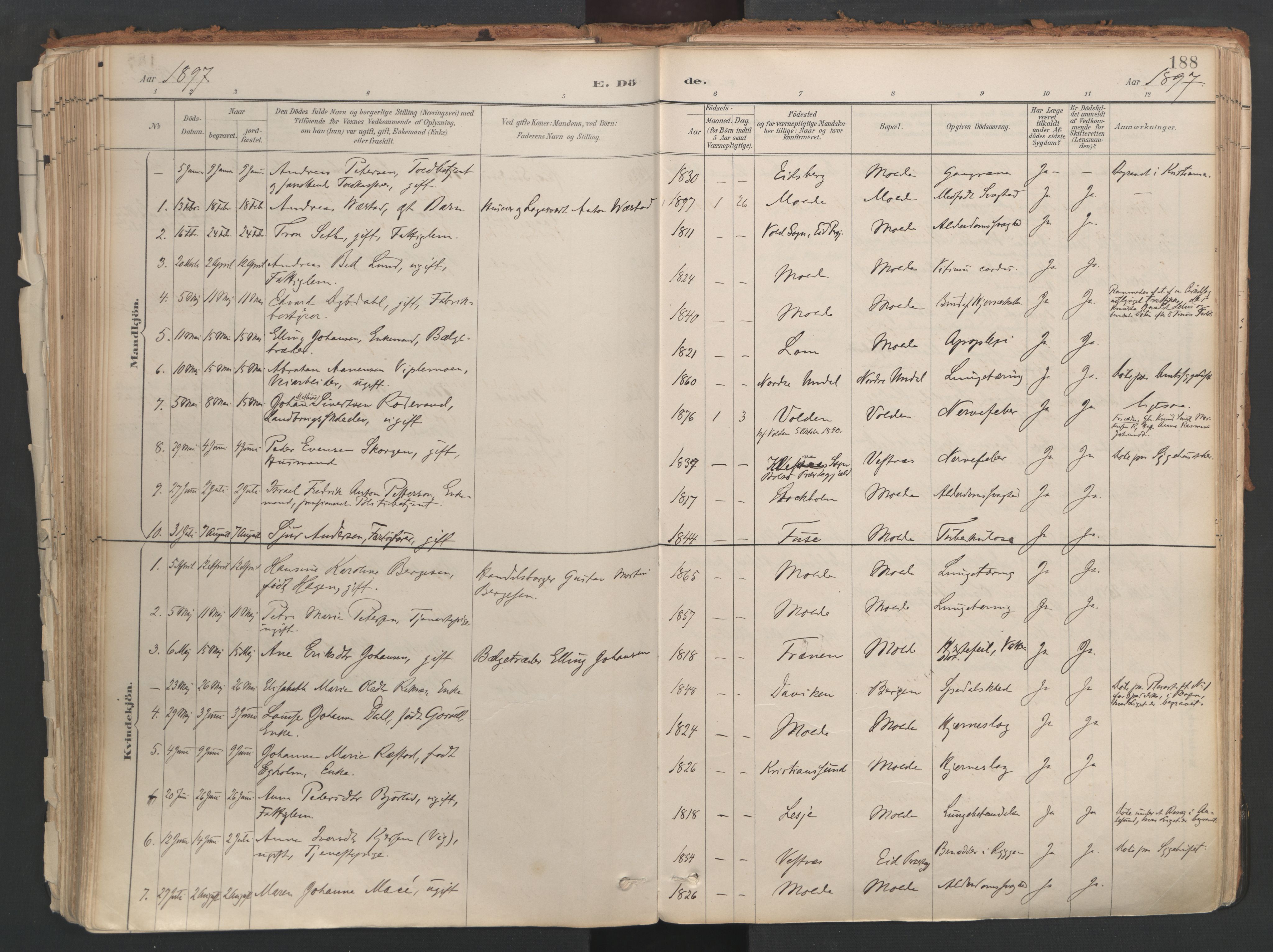 Ministerialprotokoller, klokkerbøker og fødselsregistre - Møre og Romsdal, AV/SAT-A-1454/558/L0692: Parish register (official) no. 558A06, 1887-1971, p. 188