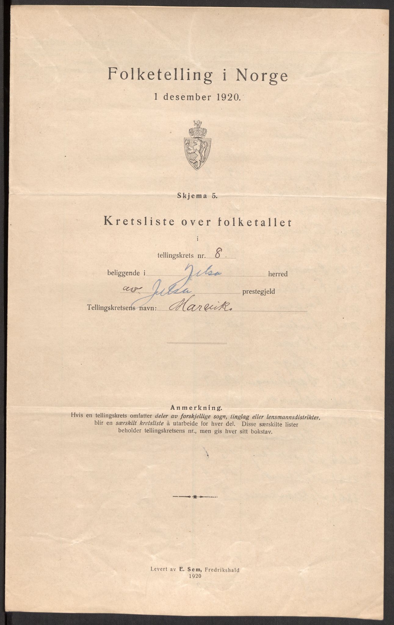 SAST, 1920 census for Jelsa, 1920, p. 35