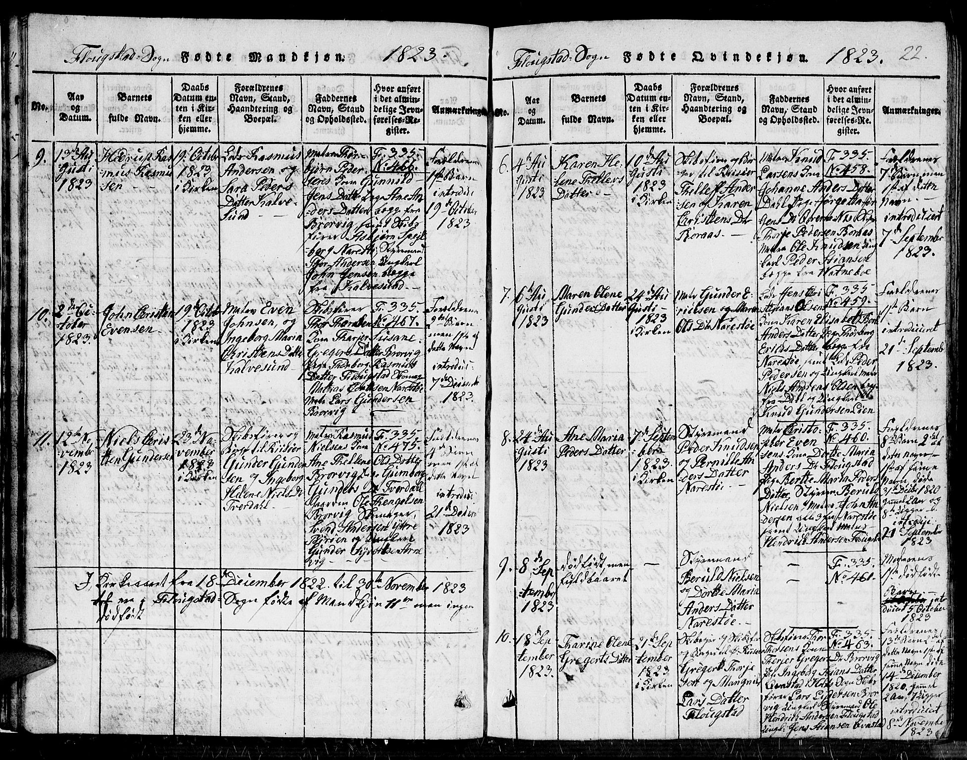 Dypvåg sokneprestkontor, AV/SAK-1111-0007/F/Fb/Fbb/L0001: Parish register (copy) no. B 1, 1816-1850, p. 22