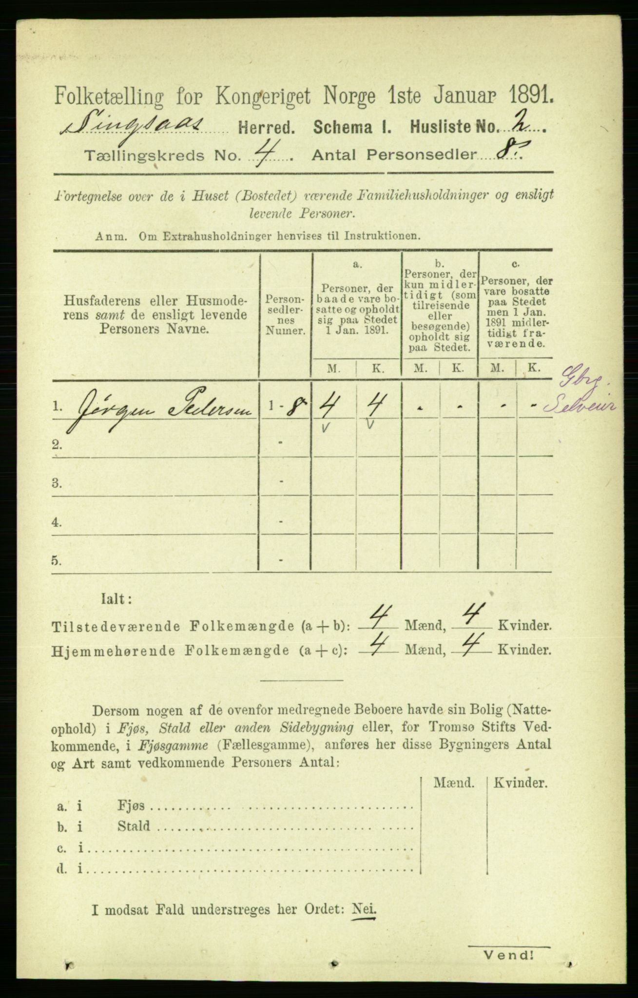 RA, 1891 census for 1646 Singsås, 1891, p. 813