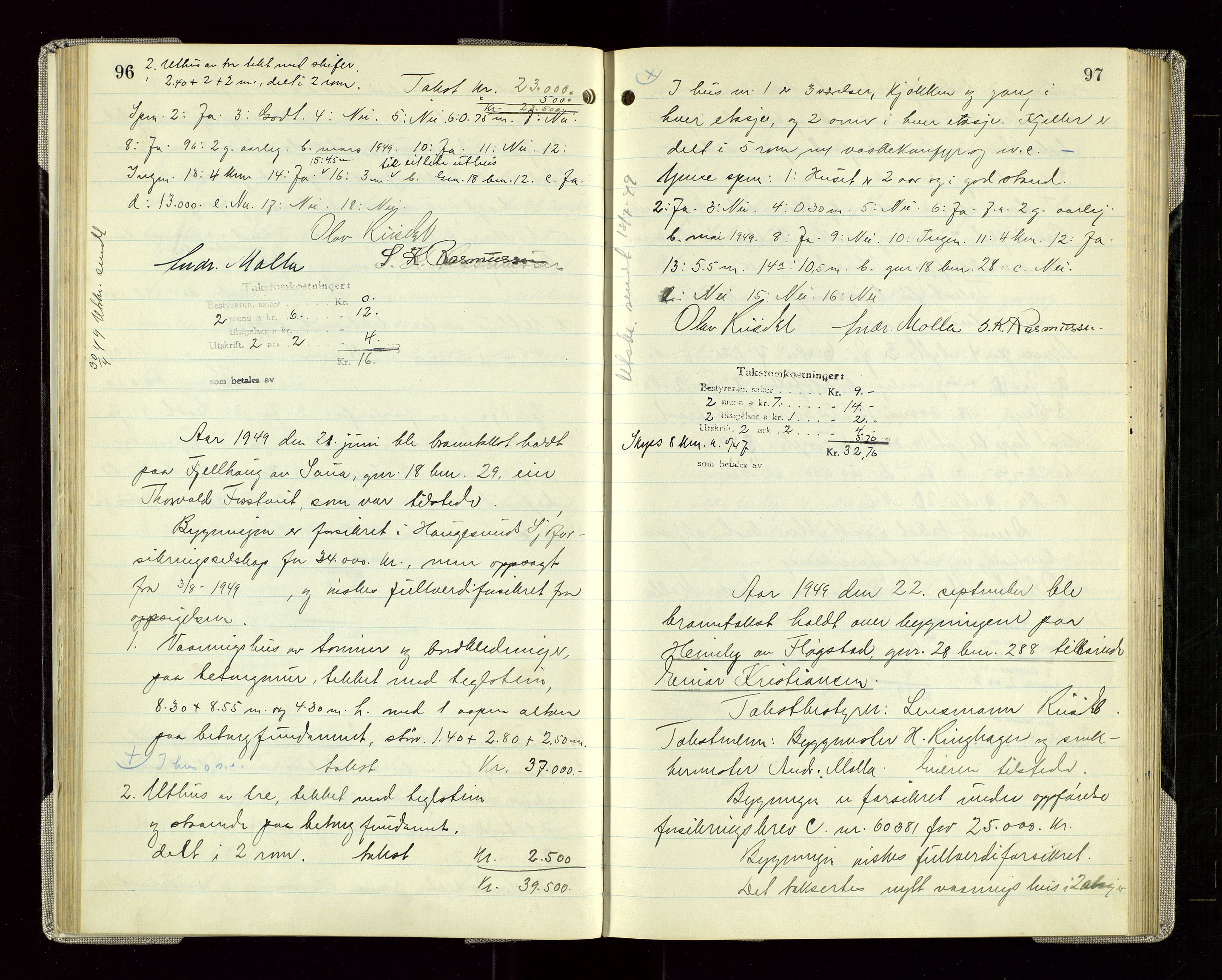 Sauda lensmannskontor, AV/SAST-A-100177/Goa/L0005: "Branntakstprotokoll for Sauda lensmannsdistrikt", 1946-1955, p. 96-97