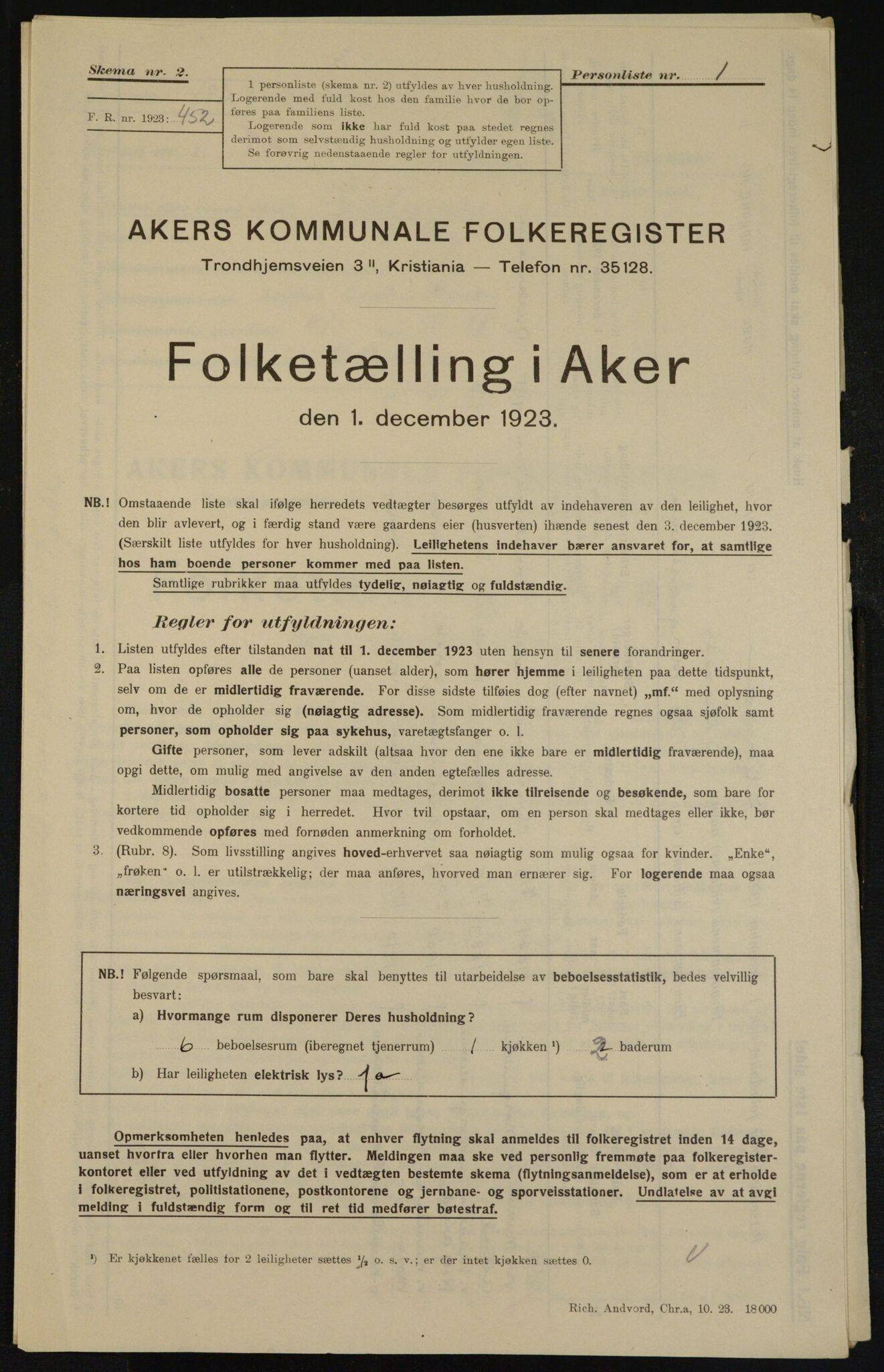 , Municipal Census 1923 for Aker, 1923, p. 10204