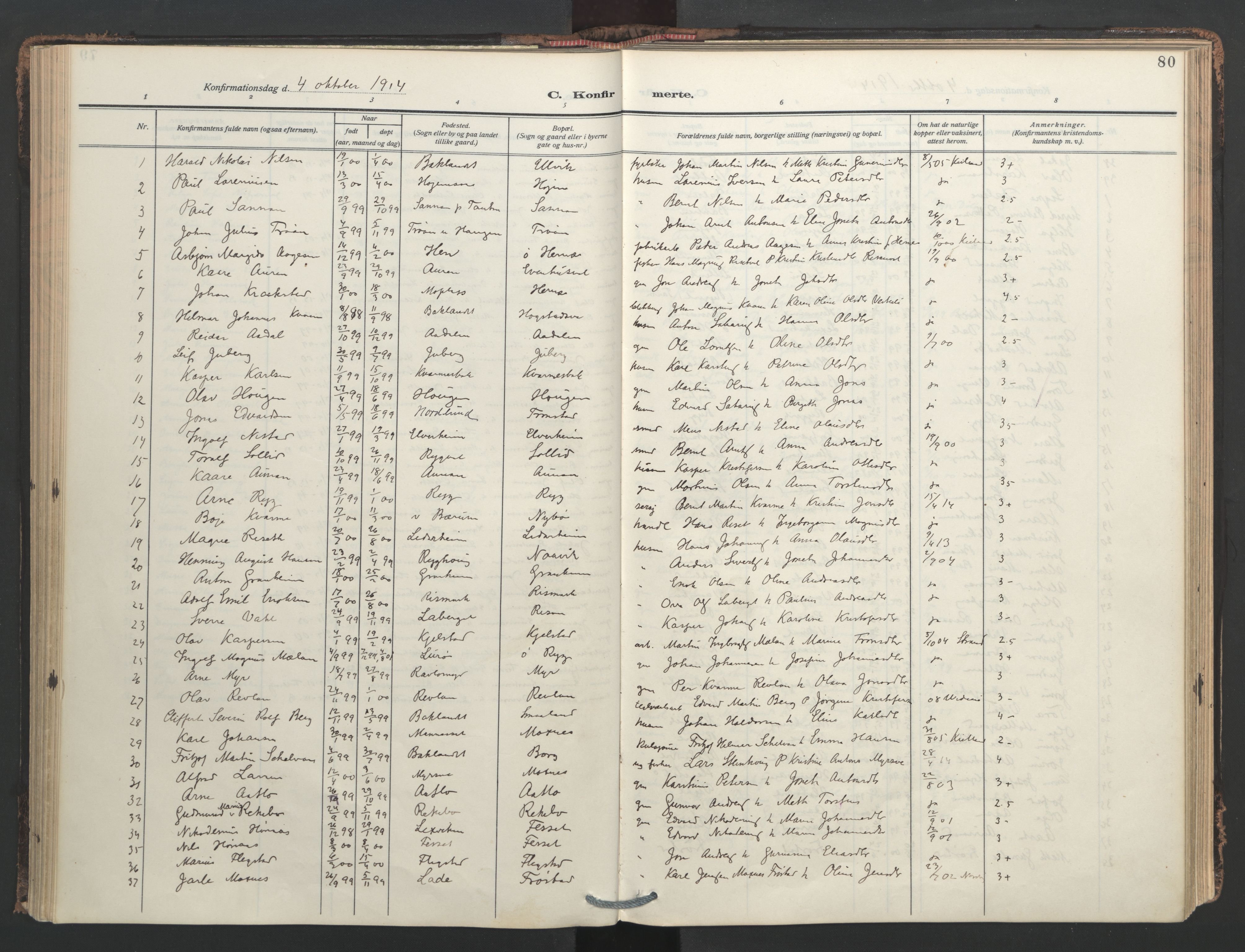 Ministerialprotokoller, klokkerbøker og fødselsregistre - Nord-Trøndelag, SAT/A-1458/713/L0123: Parish register (official) no. 713A12, 1911-1925, p. 80