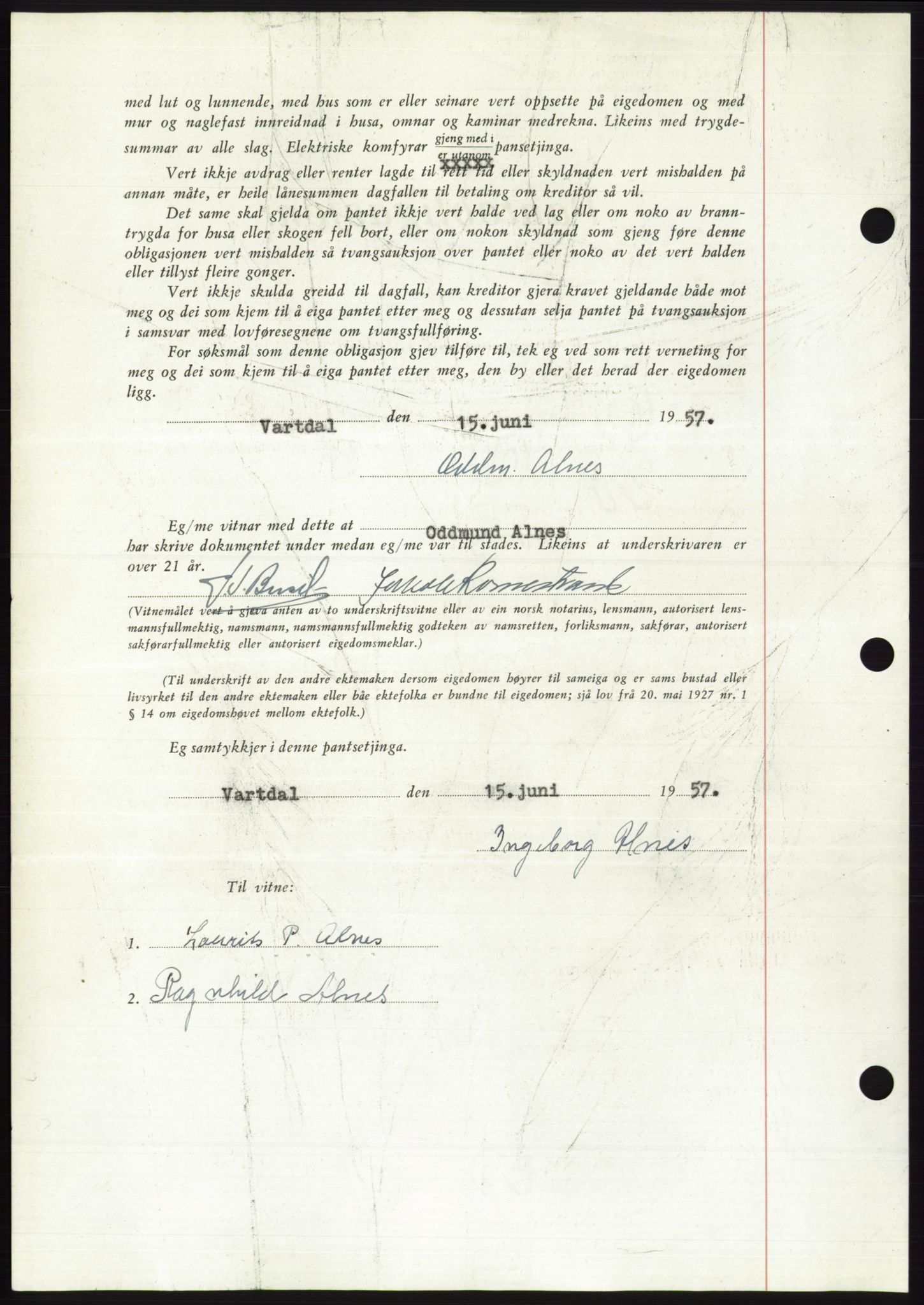 Søre Sunnmøre sorenskriveri, AV/SAT-A-4122/1/2/2C/L0130: Mortgage book no. 18B, 1957-1958, Diary no: : 1533/1957