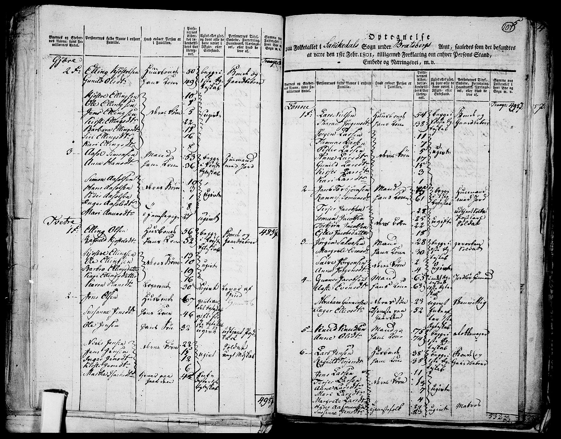 RA, 1801 census for 0801P Kragerø, 1801, p. 106b-107a