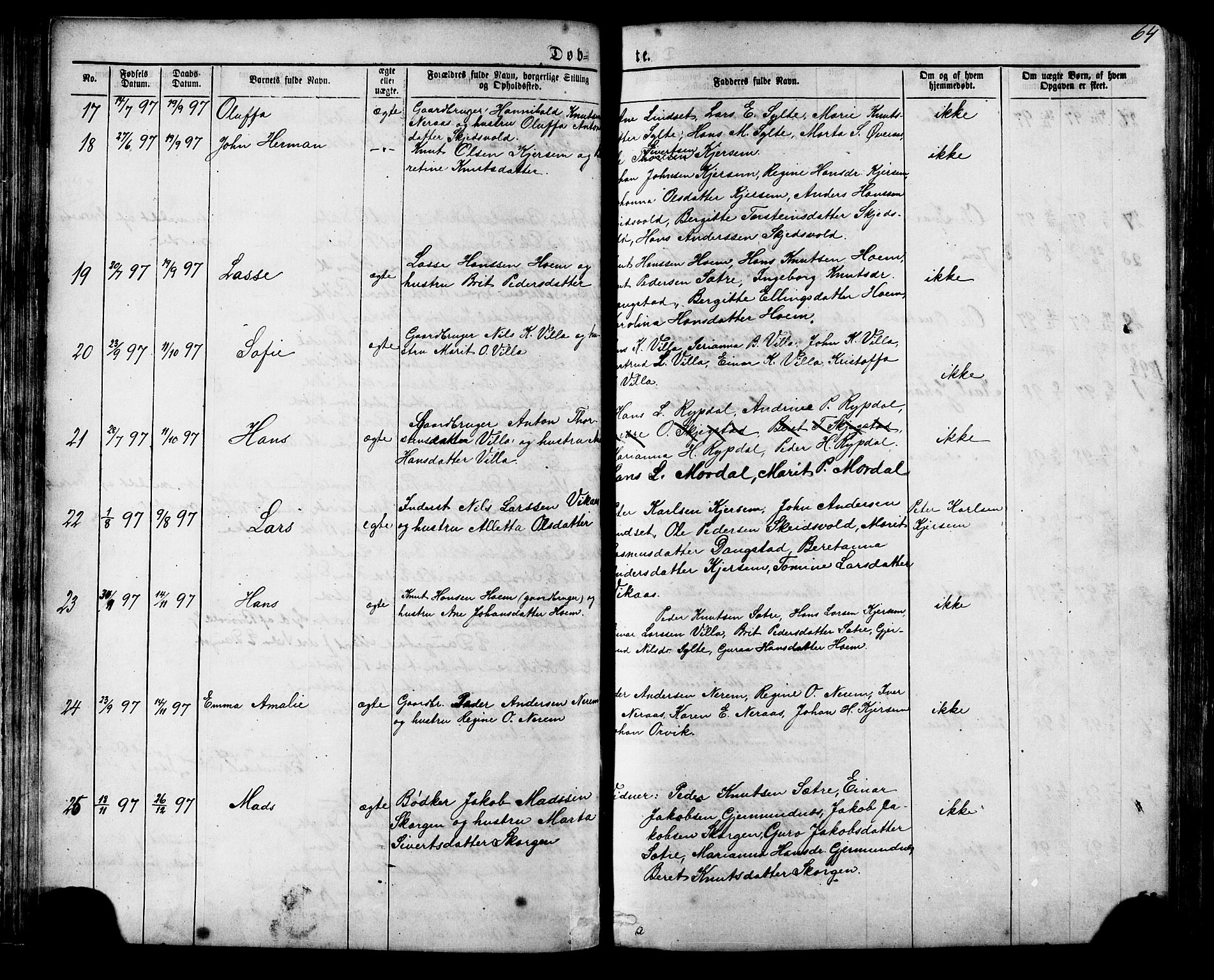 Ministerialprotokoller, klokkerbøker og fødselsregistre - Møre og Romsdal, AV/SAT-A-1454/541/L0547: Parish register (copy) no. 541C02, 1867-1921, p. 64