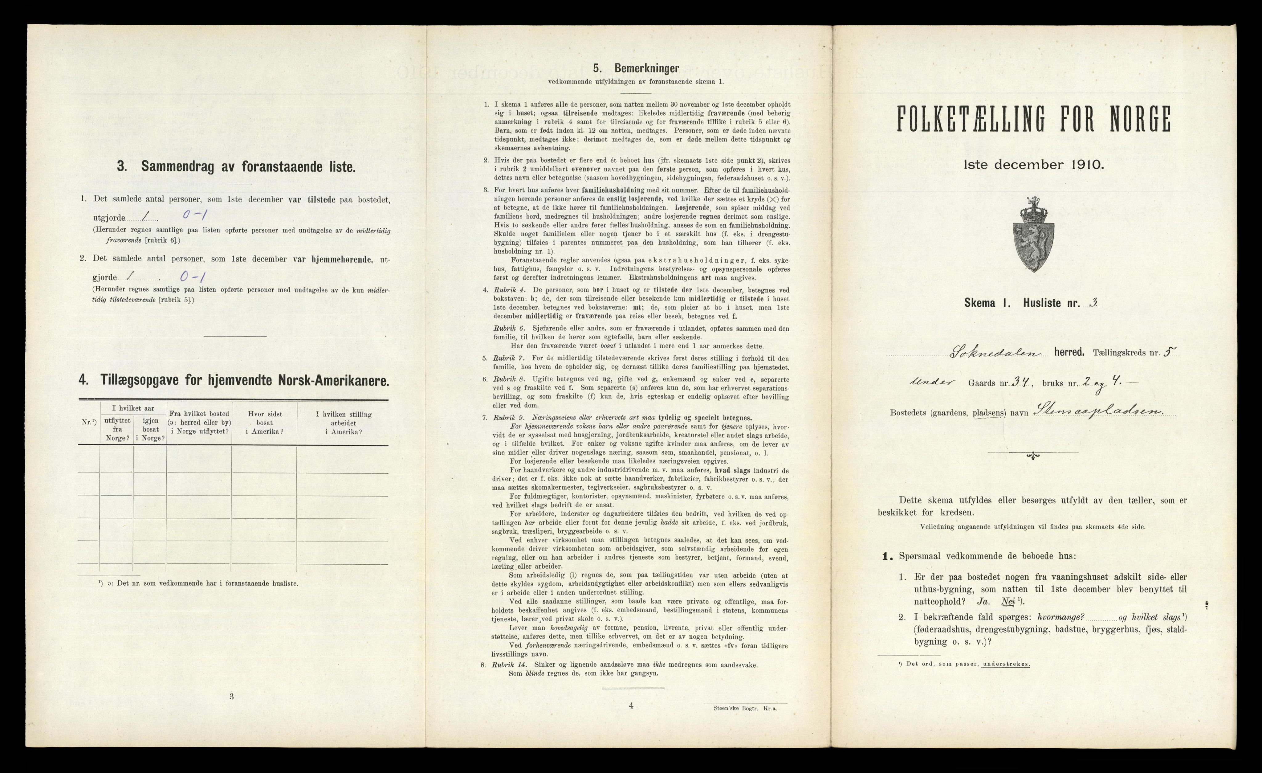 RA, 1910 census for Soknedal, 1910, p. 327