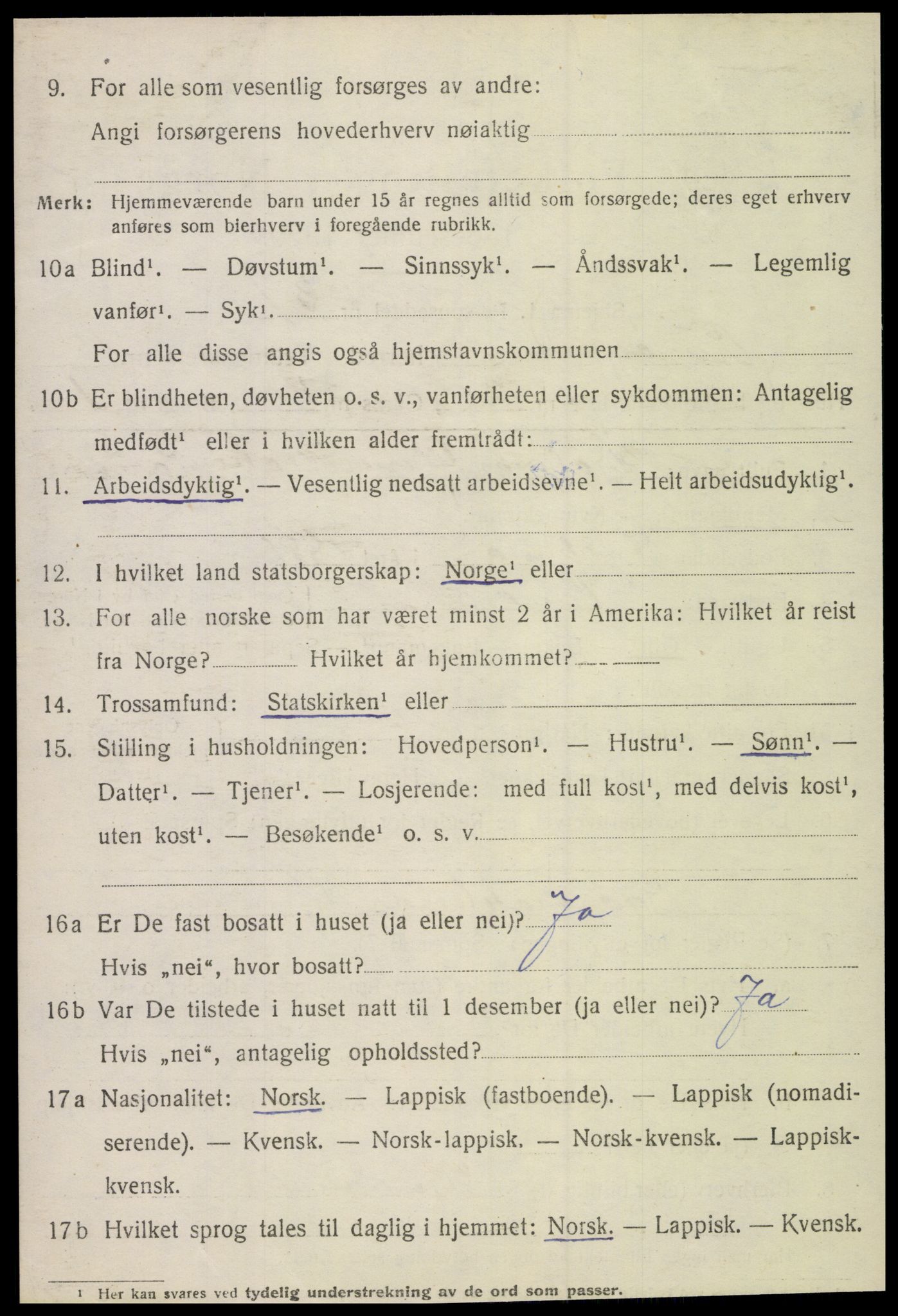 SAT, 1920 census for Lurøy, 1920, p. 4438