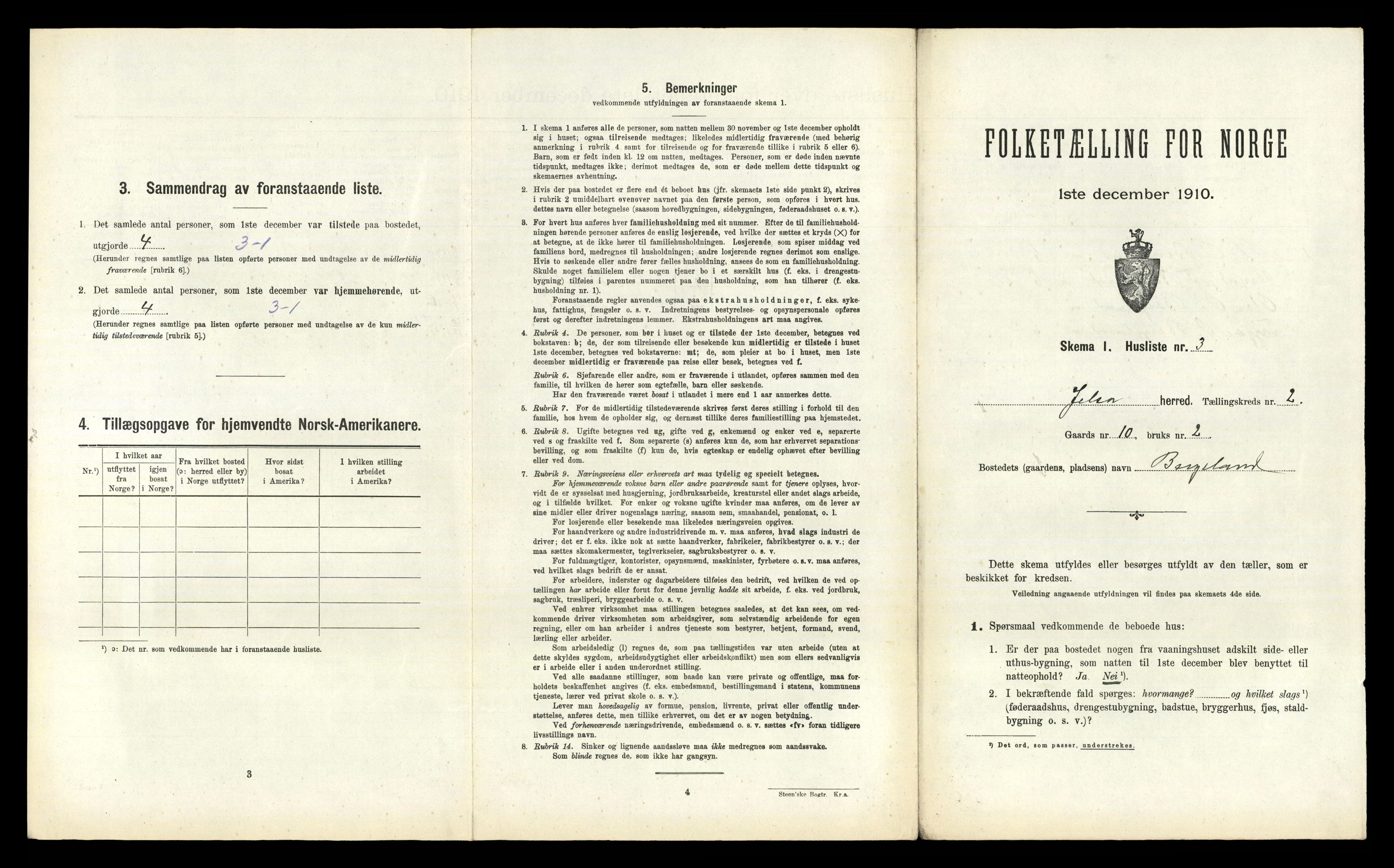 RA, 1910 census for Jelsa, 1910, p. 181