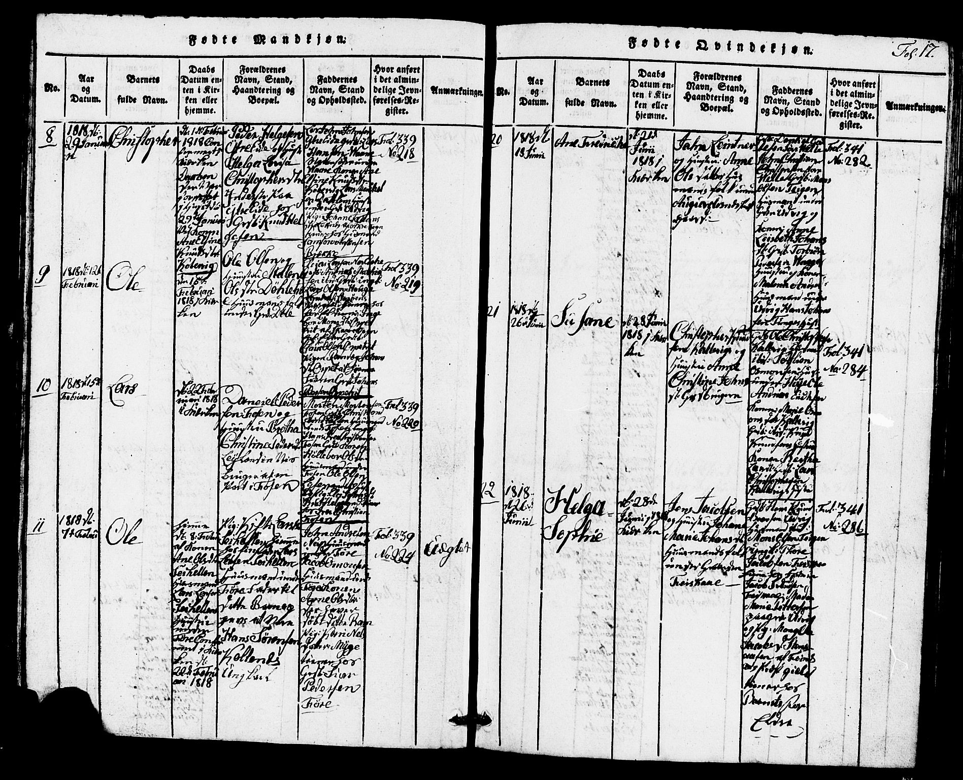 Avaldsnes sokneprestkontor, AV/SAST-A -101851/H/Ha/Hab/L0001: Parish register (copy) no. B 1, 1816-1825, p. 17