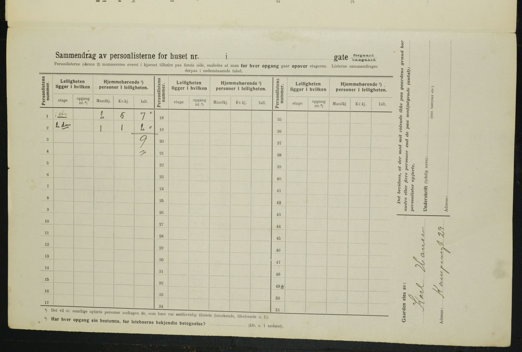 OBA, Municipal Census 1914 for Kristiania, 1914, p. 47899