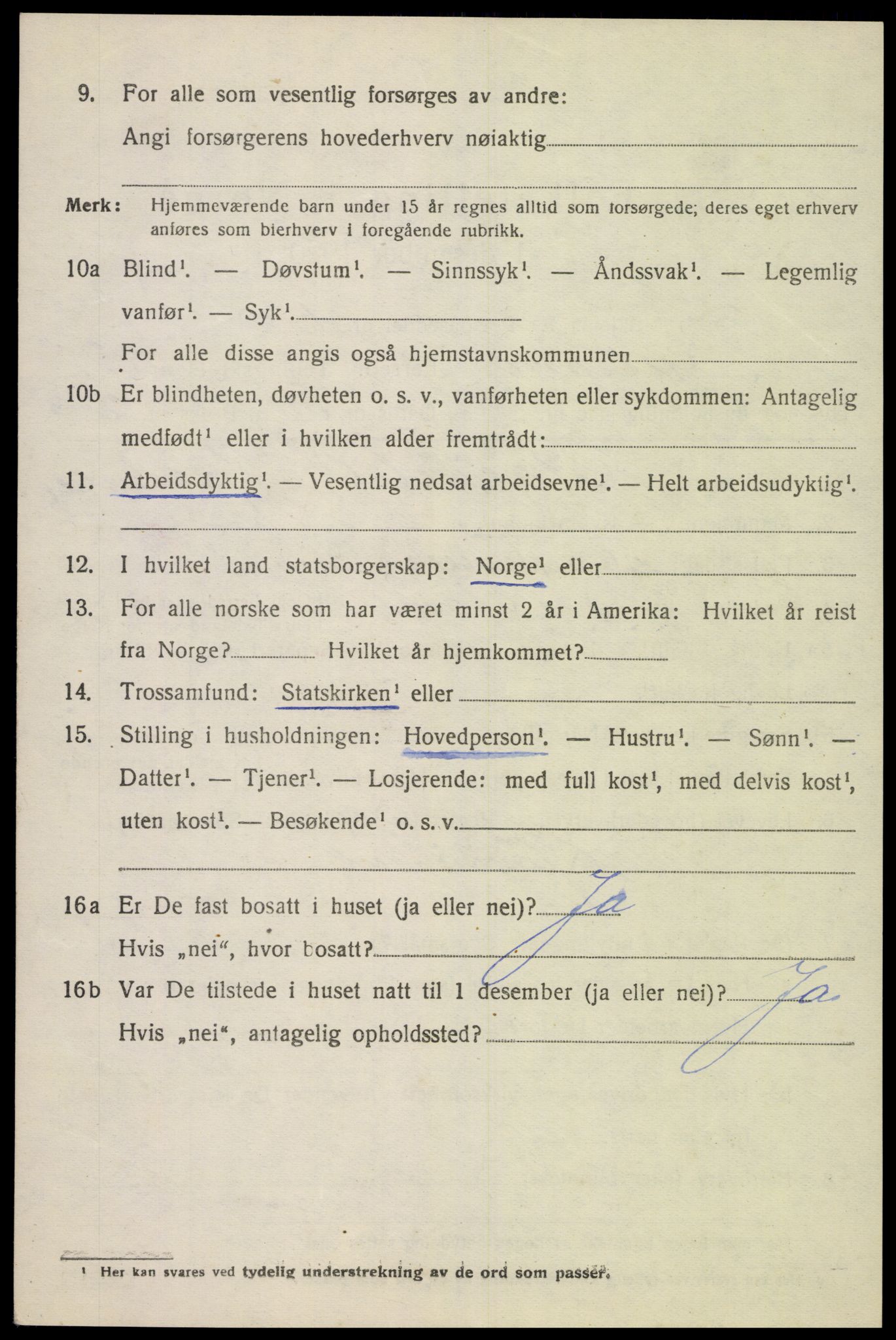 SAK, 1920 census for Bjelland, 1920, p. 946