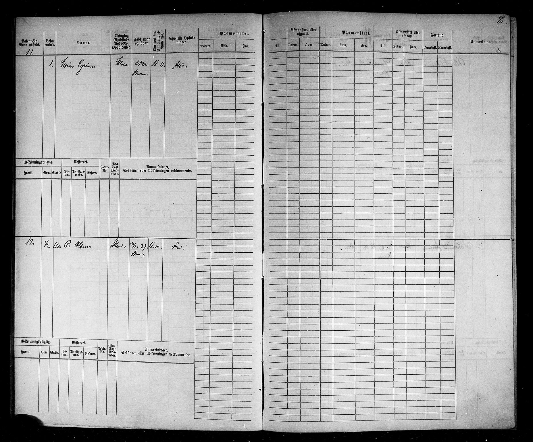 Skien innrulleringskontor, AV/SAKO-A-832/F/Fb/L0001: Hovedrulle, 1868-1871, p. 9