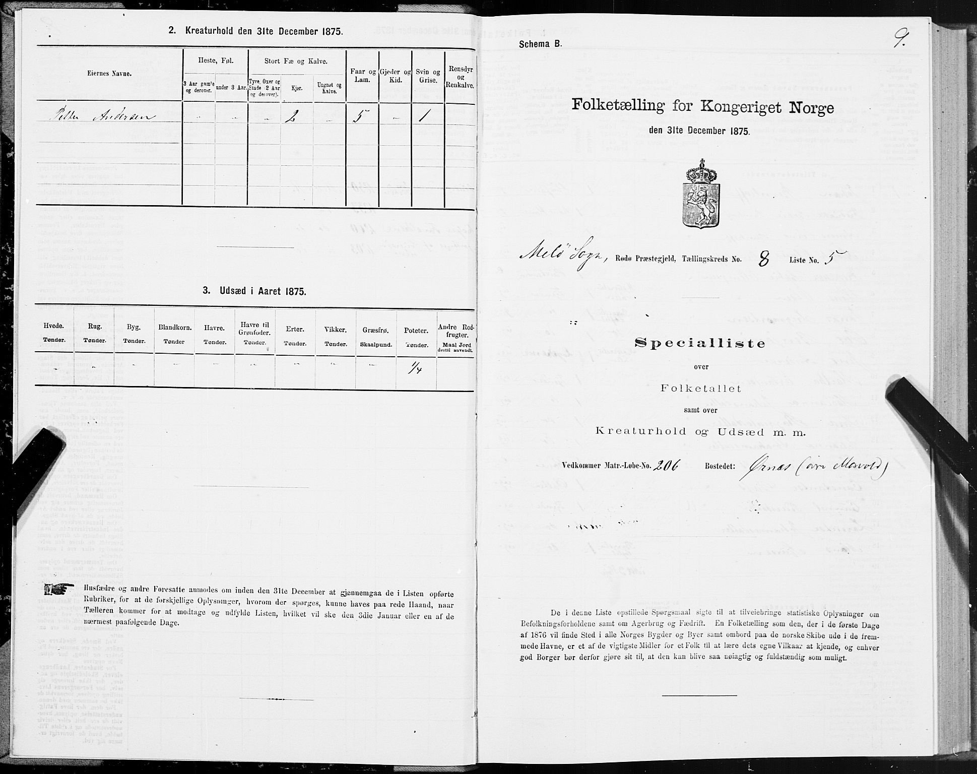 SAT, 1875 census for 1836P Rødøy, 1875, p. 4009